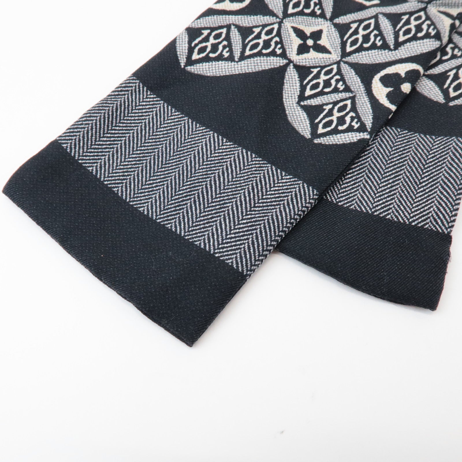 Louis Vuitton Bandeau Since 1854 Silk 100% Scarf Black MP2825