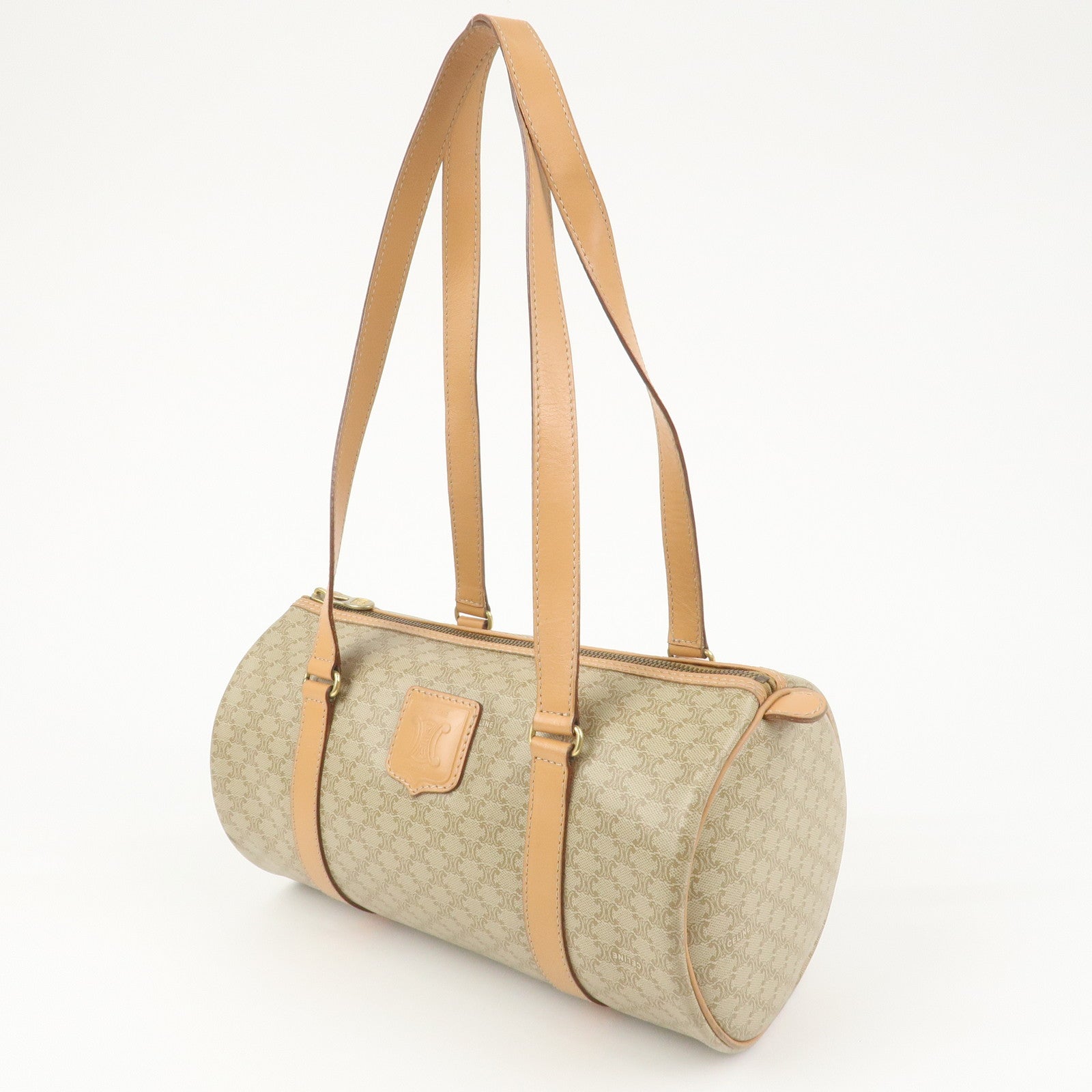 CELINE Macadam PVC Leather Shoulder Bag Hand Bag Beige