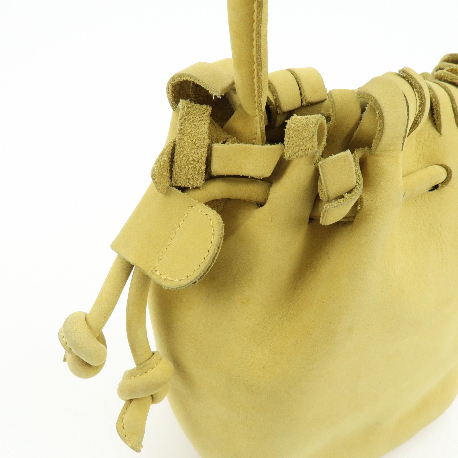 Ferragamo Suede Small Drawstring Hand Bag Yellow