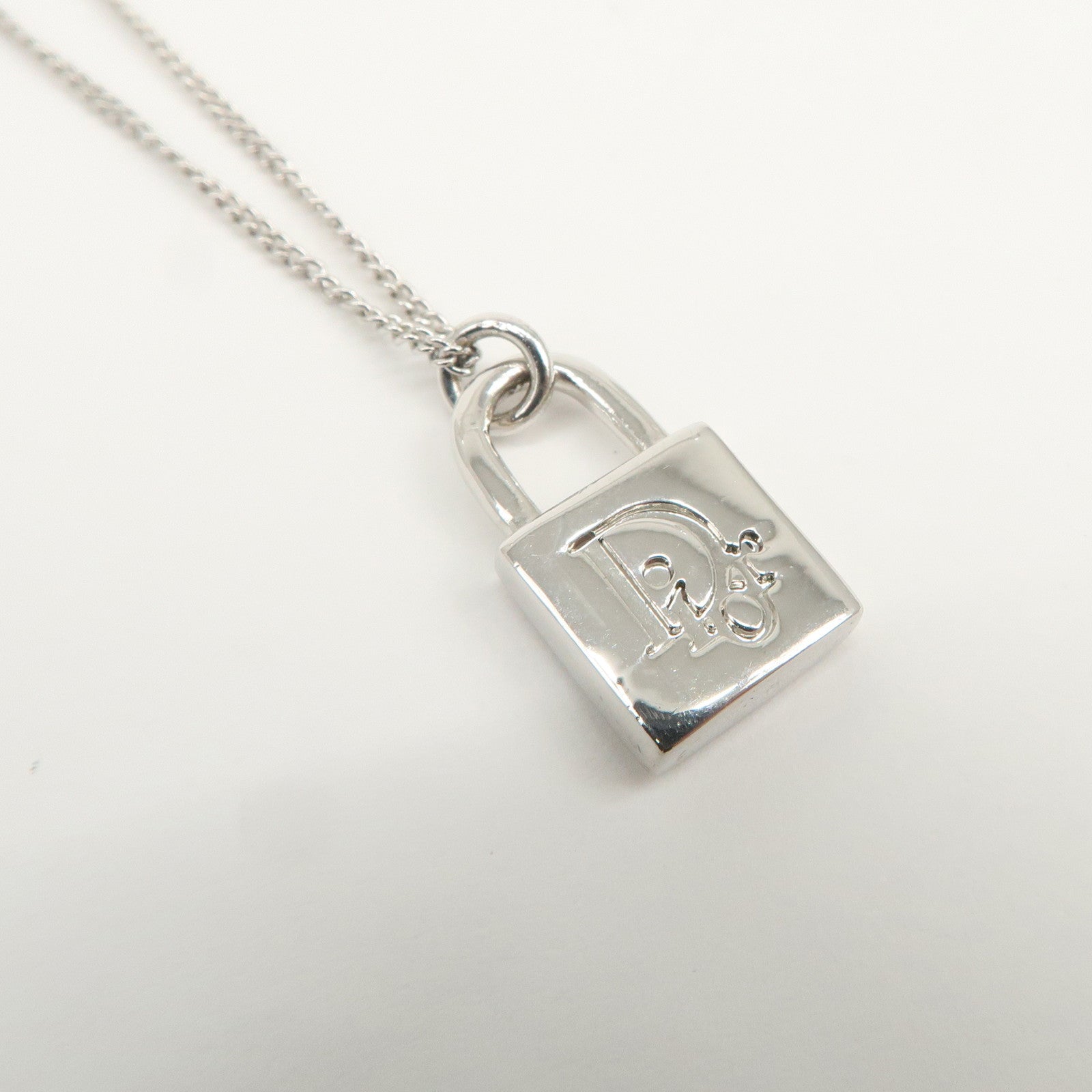 Christian Dior Logo Metal Necklace Choker Silver