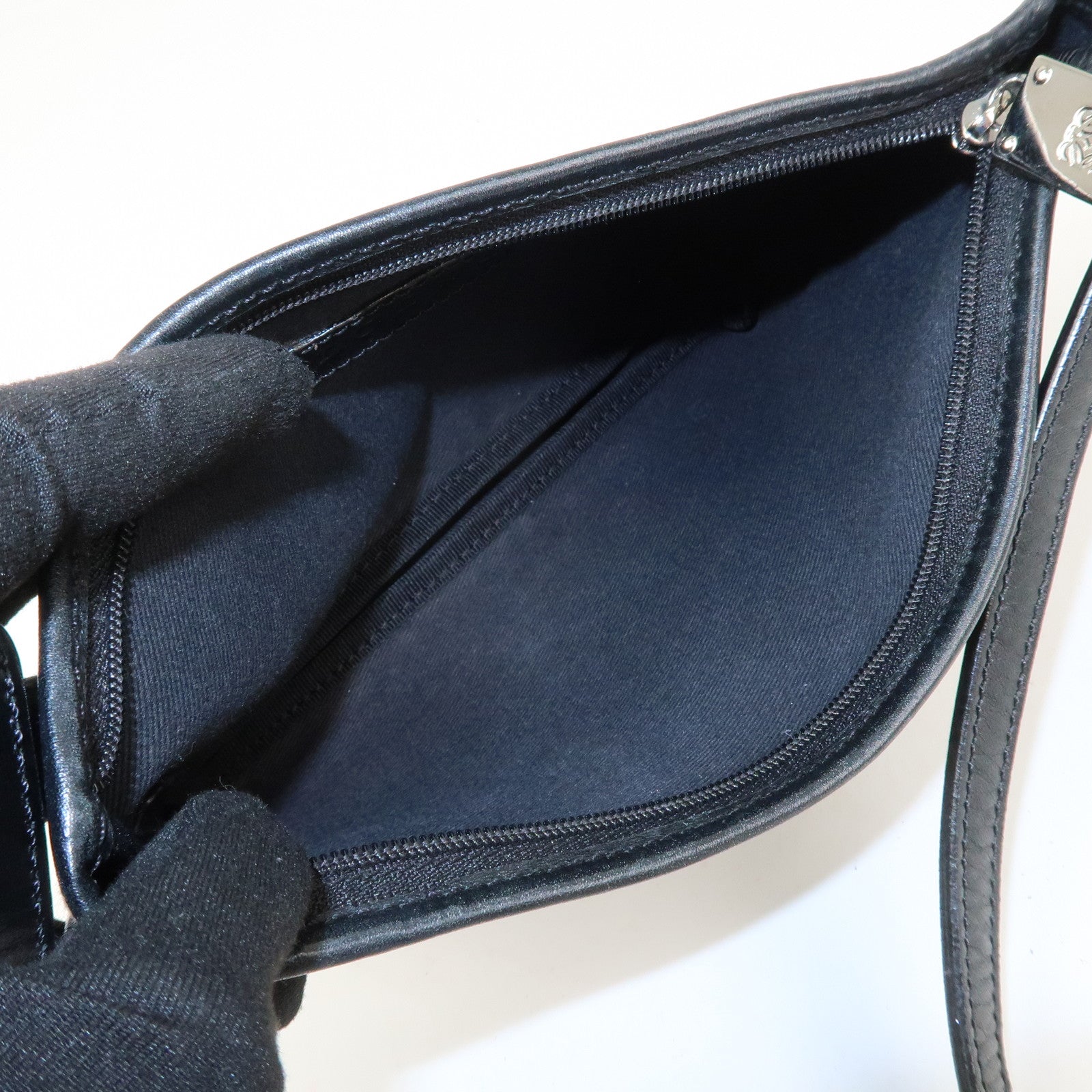 LOEWE Anagram Canvas Leather Accessory Pouch Shoulder Bag Beige