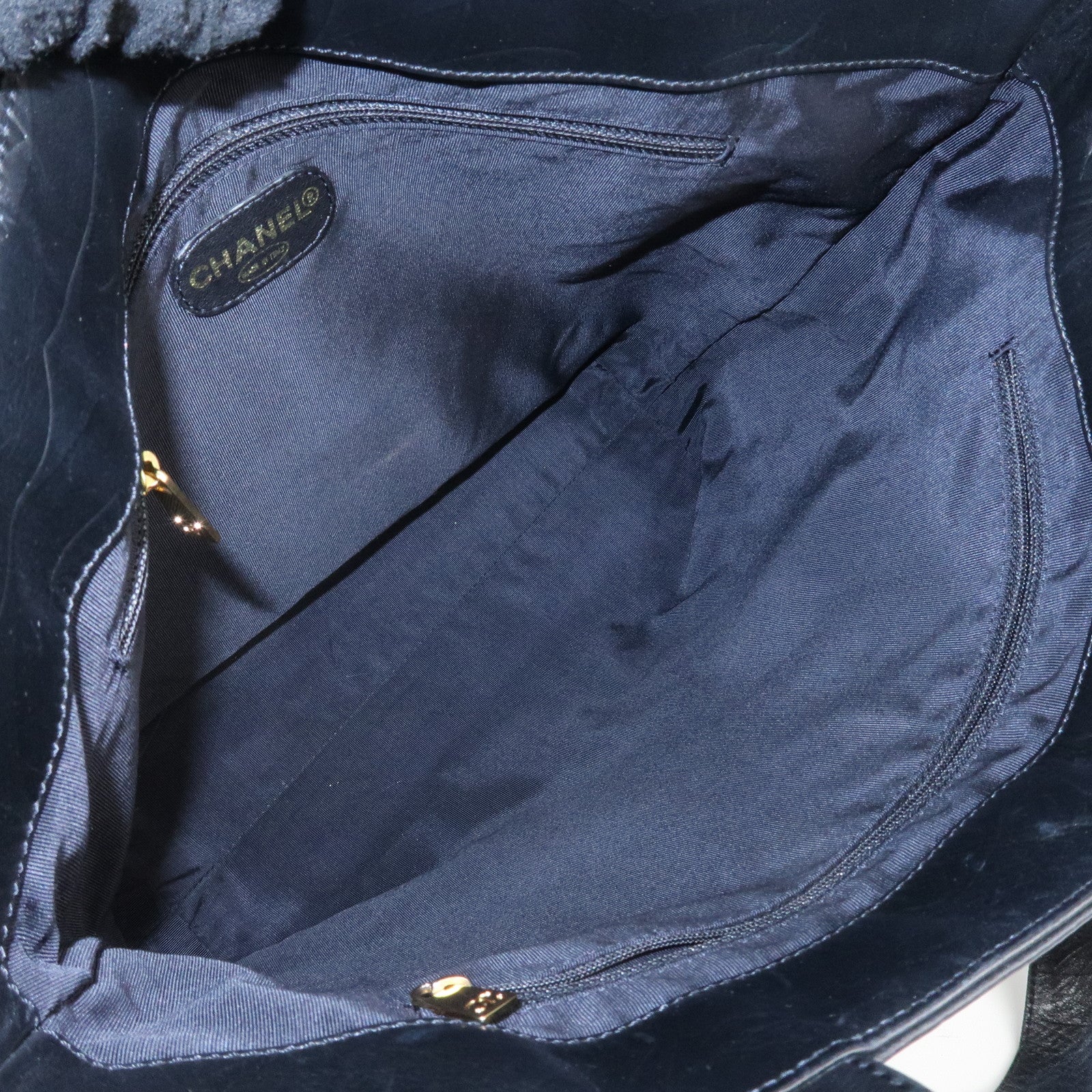 CHANEL COCO Mark Leather Bag Tote Bag Black Used