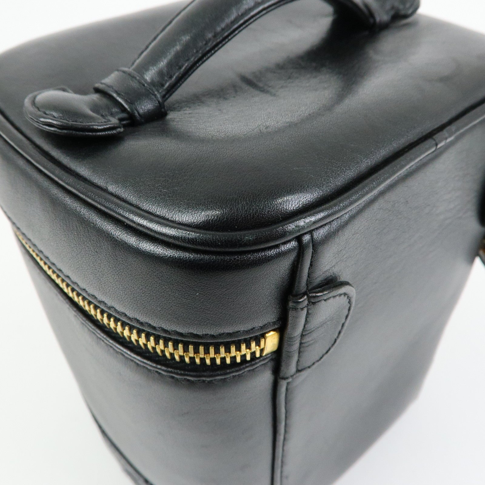 CHANEL COCO Mark Bicolore Lamb Skin Vanity Bag Hand Bag A01619