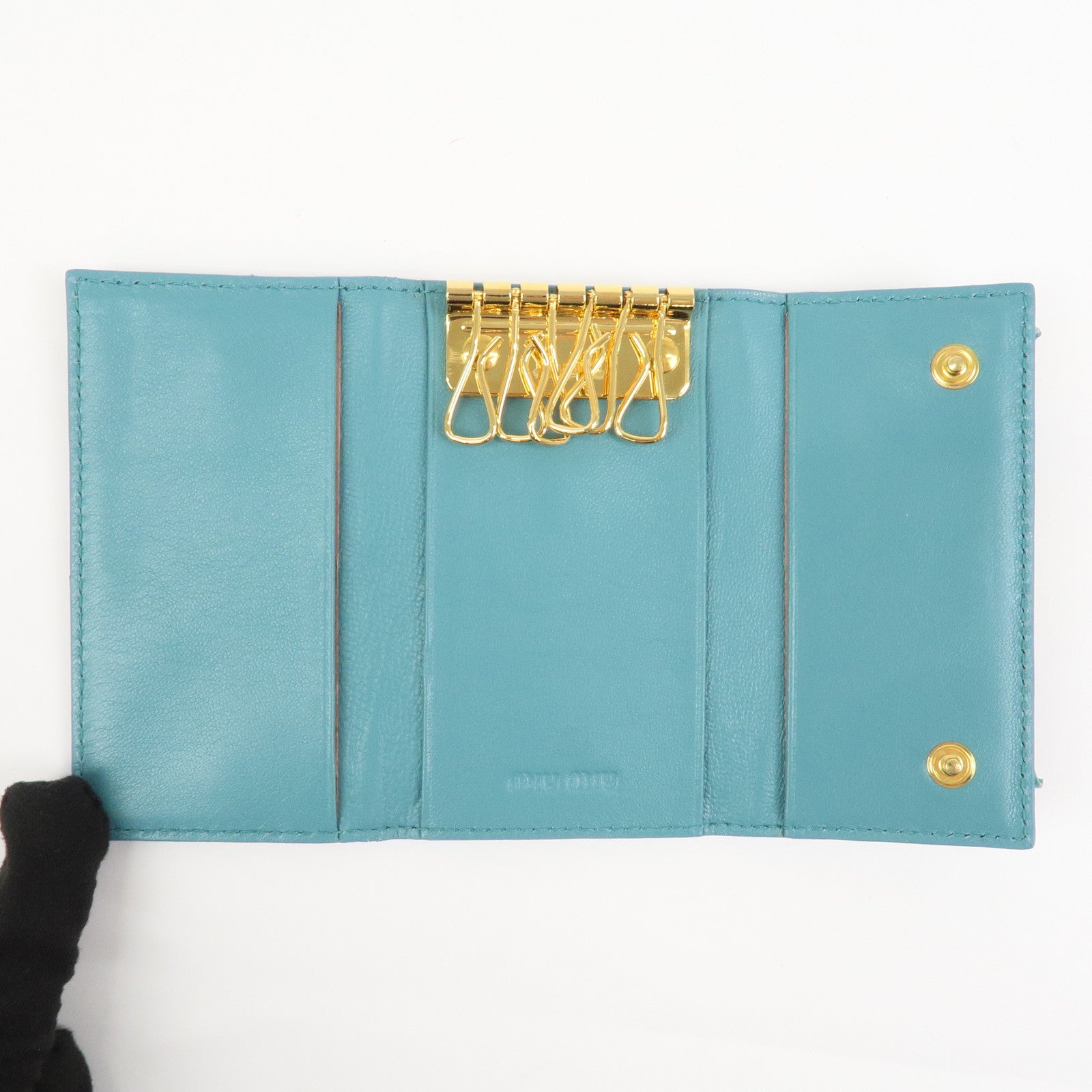 MIU MIU Matelasse Set of 3 Wallet Key Case Pink Beige Green