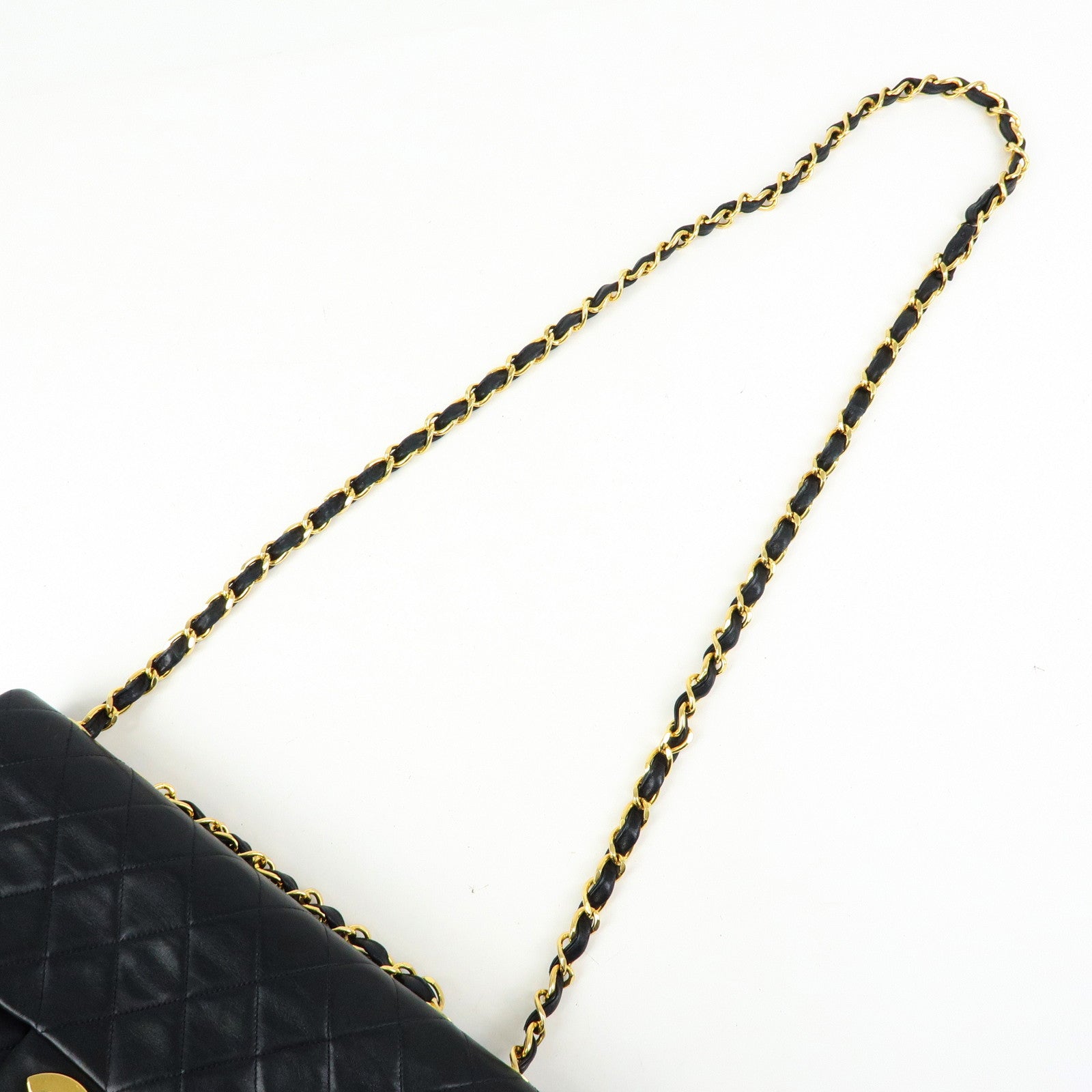 CHANEL Jumbo Matelasse 34 Lamb Skin Flap Shoulder Bag Black A01094