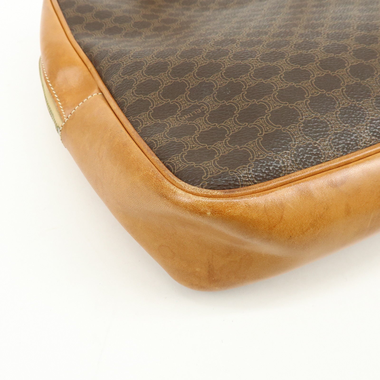 CELINE Macadam PVC Leather Hand Bag Tote Bag Brown