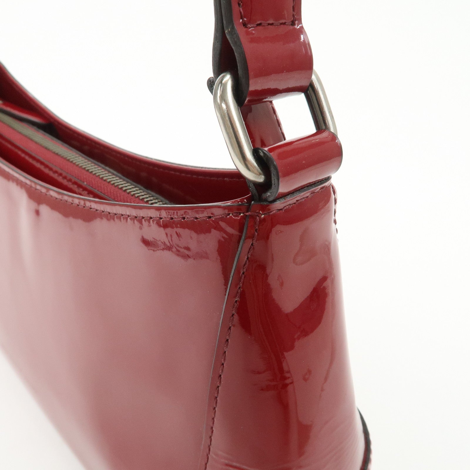 BURBERRY Patent Leather Shoulder Bag Hand Bag Red