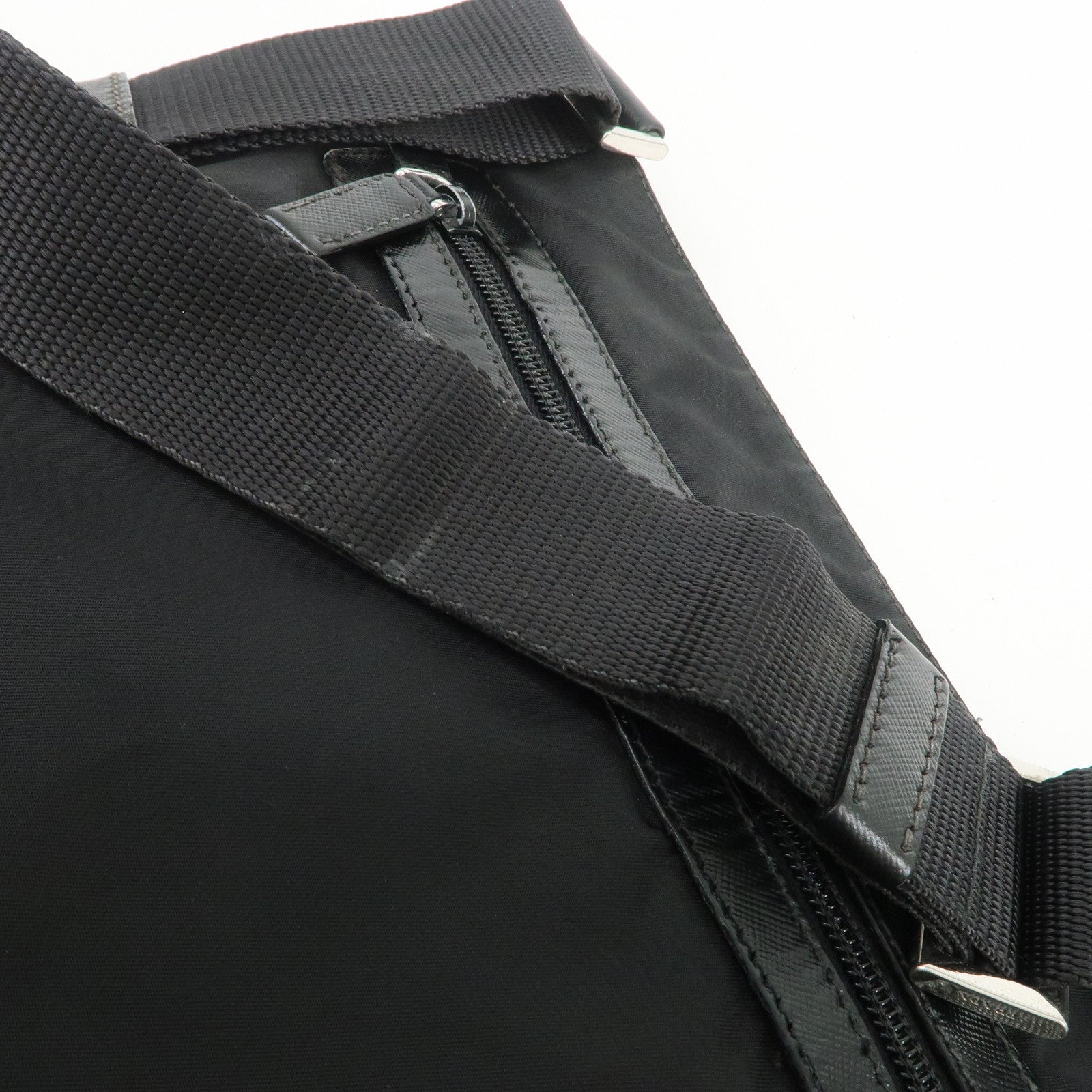 PRADA Triangle Logo Nylon Leather Shoulder Bag Crossbody Bag VA0348