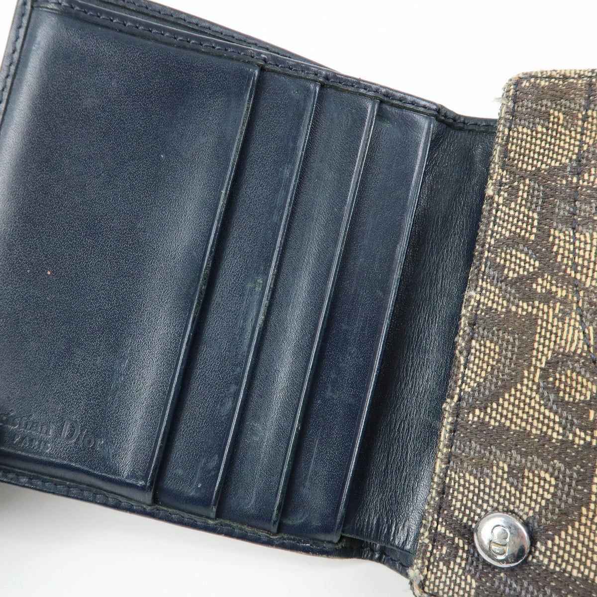 Christian Dior Trotter Lot of 2 Jacquard Canvas Leather Wallet Charm