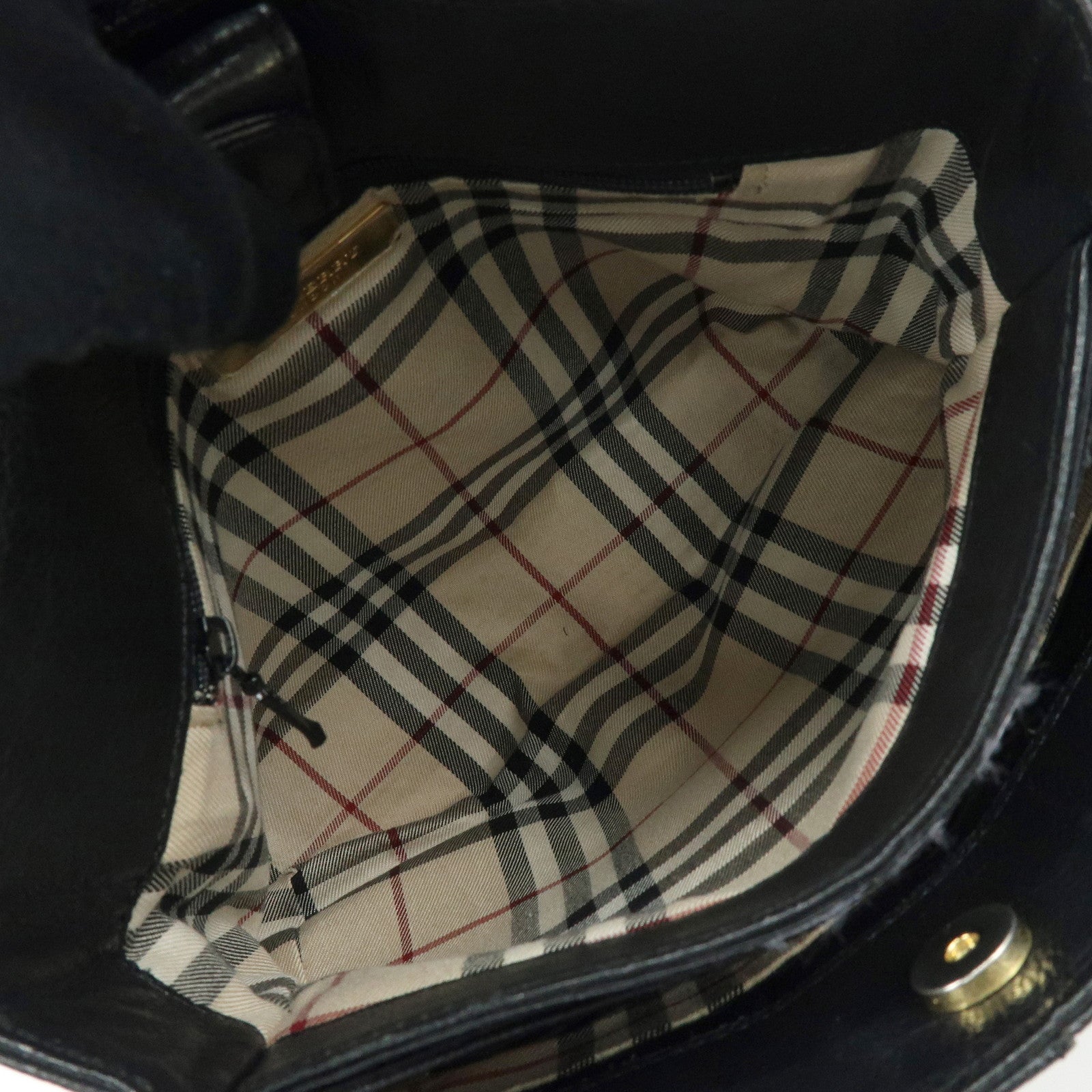 BURBERRY Logo Leather Mini Hand Bag Tote Bag Black