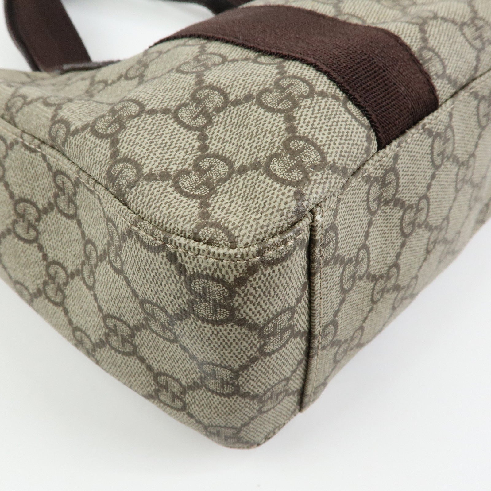 GUCCI GG Supreme Leather Tote Bag Hand Bag Beige Brown 141976