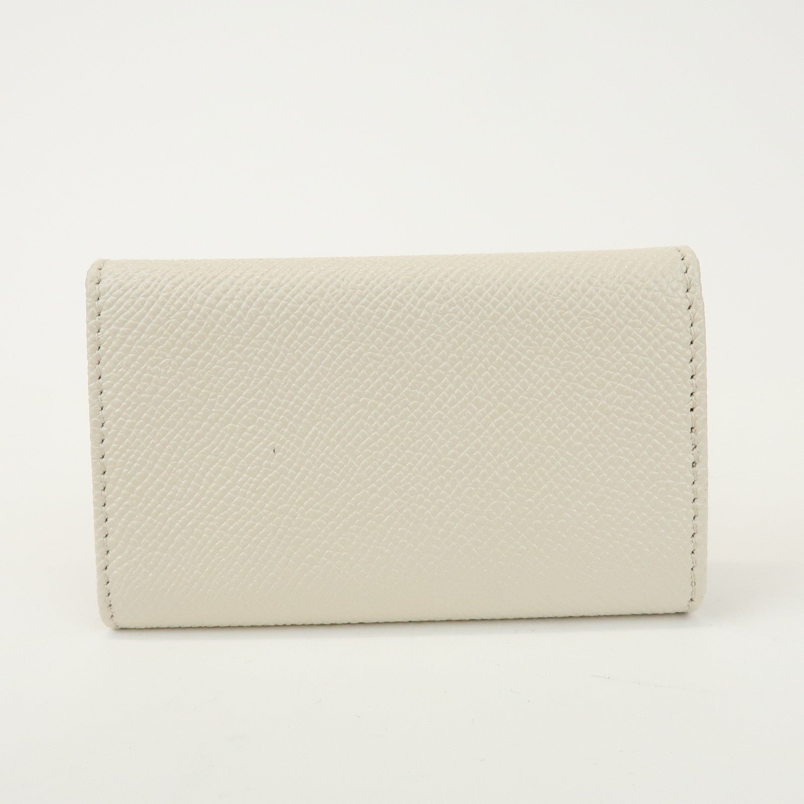 BVLGARI Logo Leather 6 Rings Key Case Key Holder Ivory