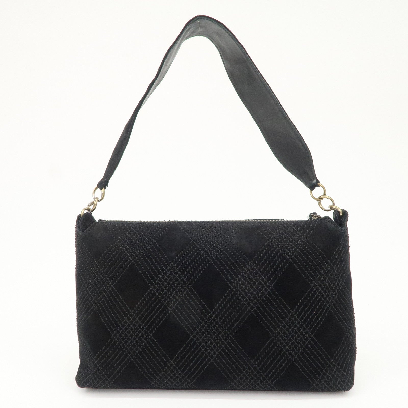 CHANEL Suede Shoulder Bag Hand Bag Tassel Black Used