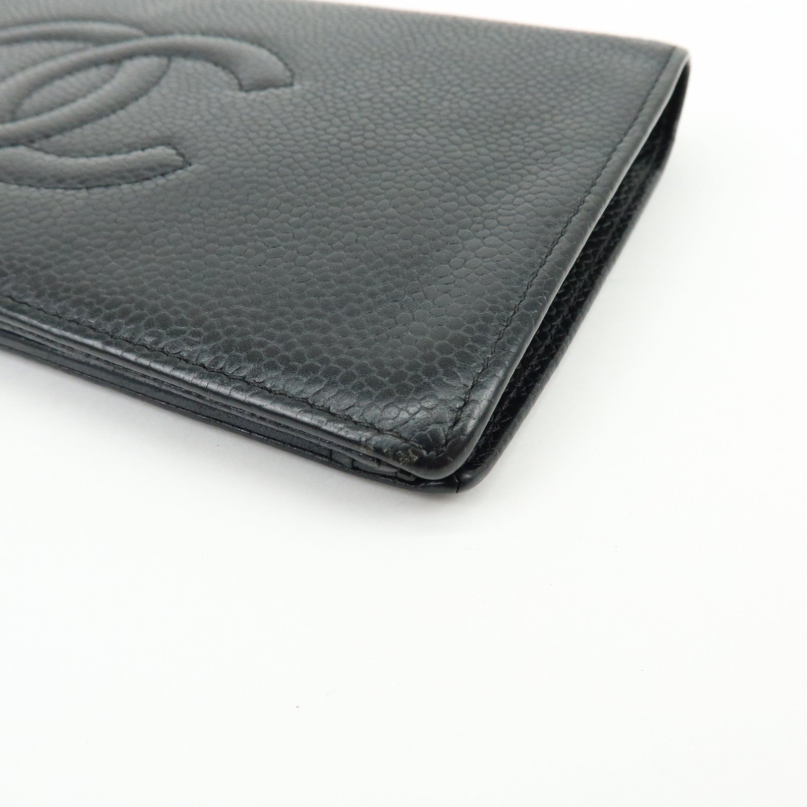 Chanel COCO Mark Caviarskin Long Flap Wallet Black