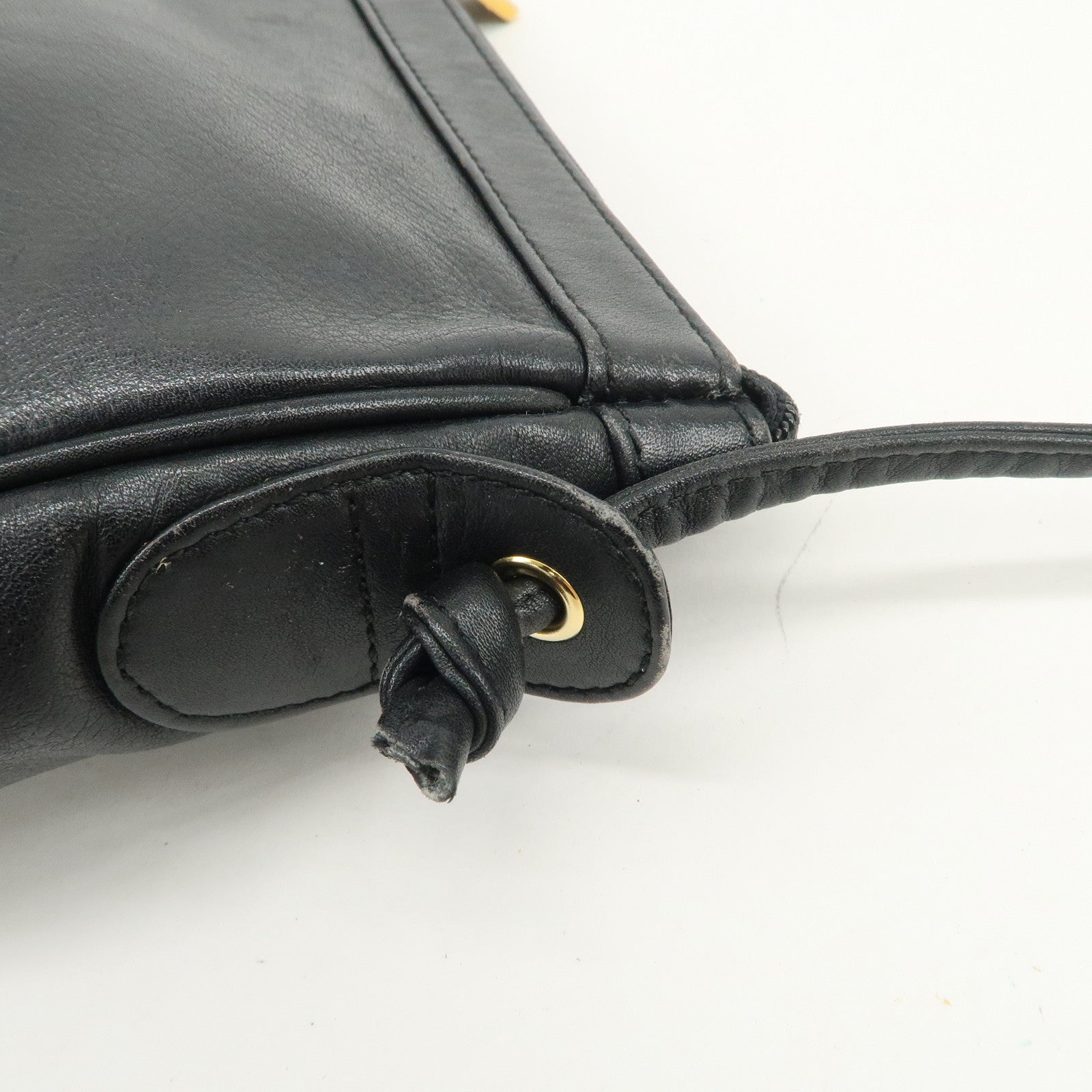 LOEWE Anagram Logo Leather Shoulder Bag Crossbody Bag Black