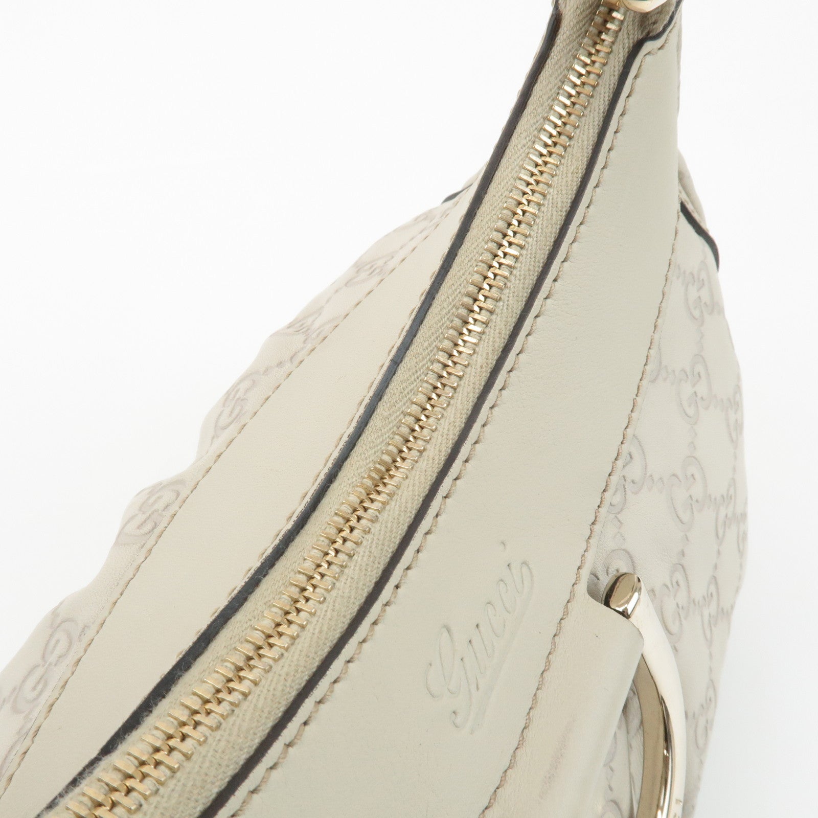 GUCCI Abbey Guccissima Leather Shoulder Bag Hand Bag Ivory 190525 Used