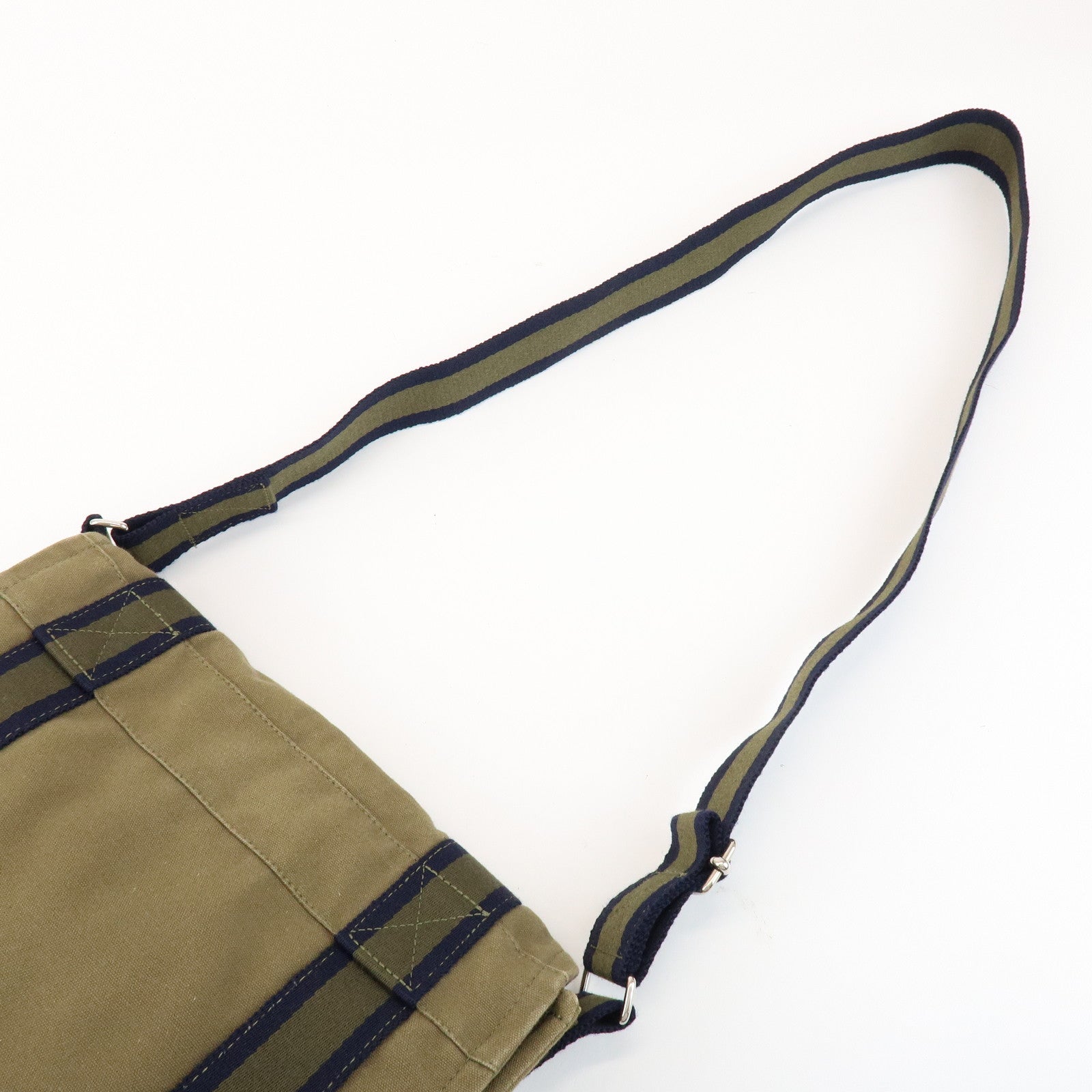 HERMES Logo Canvas Fourre Tout Bassus PM Shoulder Bag Khaki