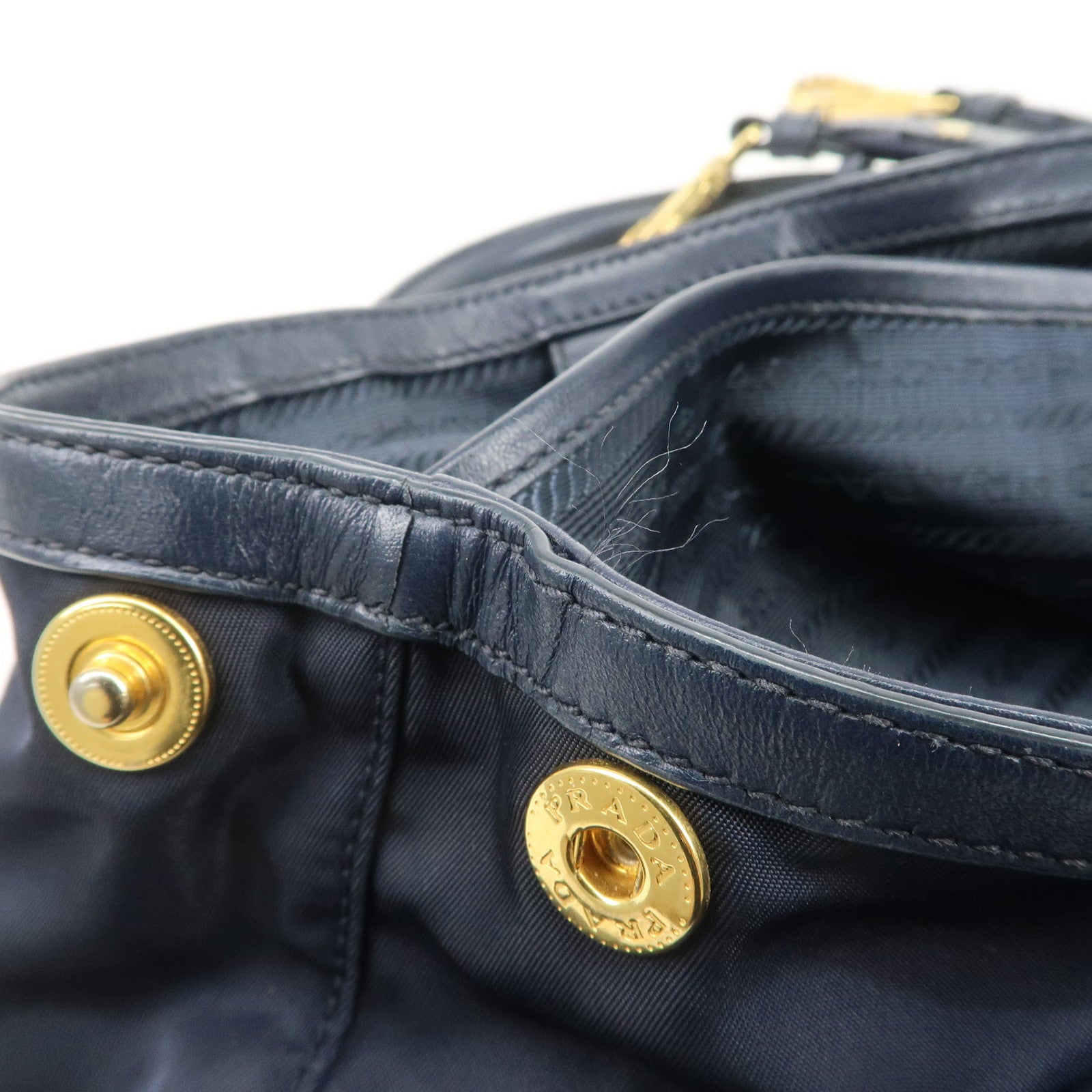 PRADA Logo Nylon 2Way Bag Hand Bag Shoulder Bag Navy 1BA172