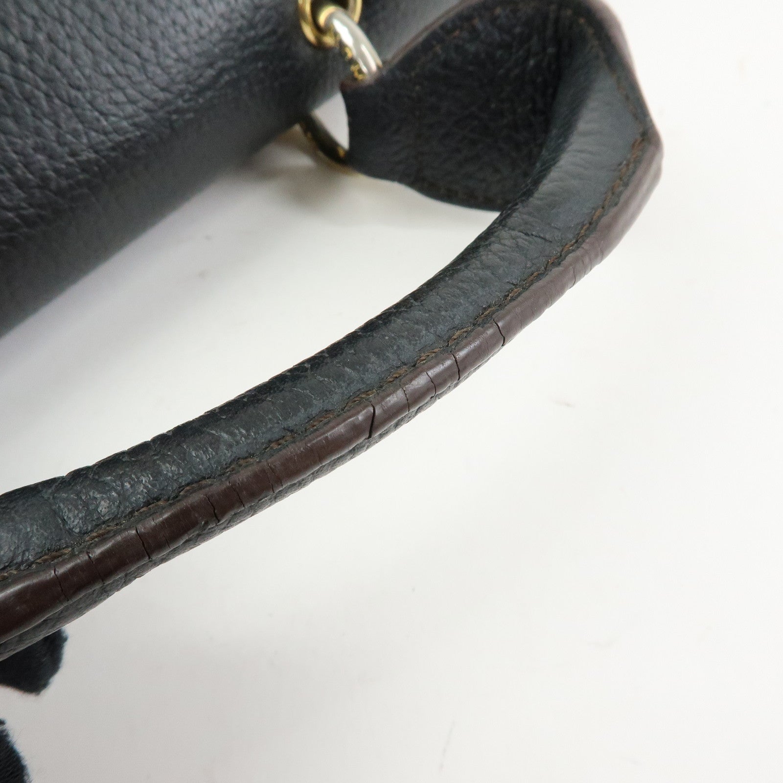 MCM Leather 2Way Bag Hand Bag Shoulder Bag Crossbody Bag Black