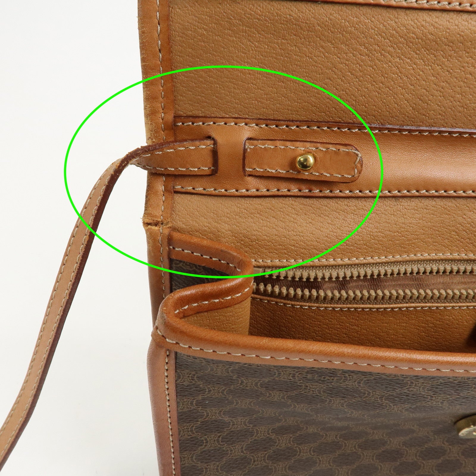 CELINE Macadam PVC Canvas Leather 2WAY Bag Shoulder Bag Brown