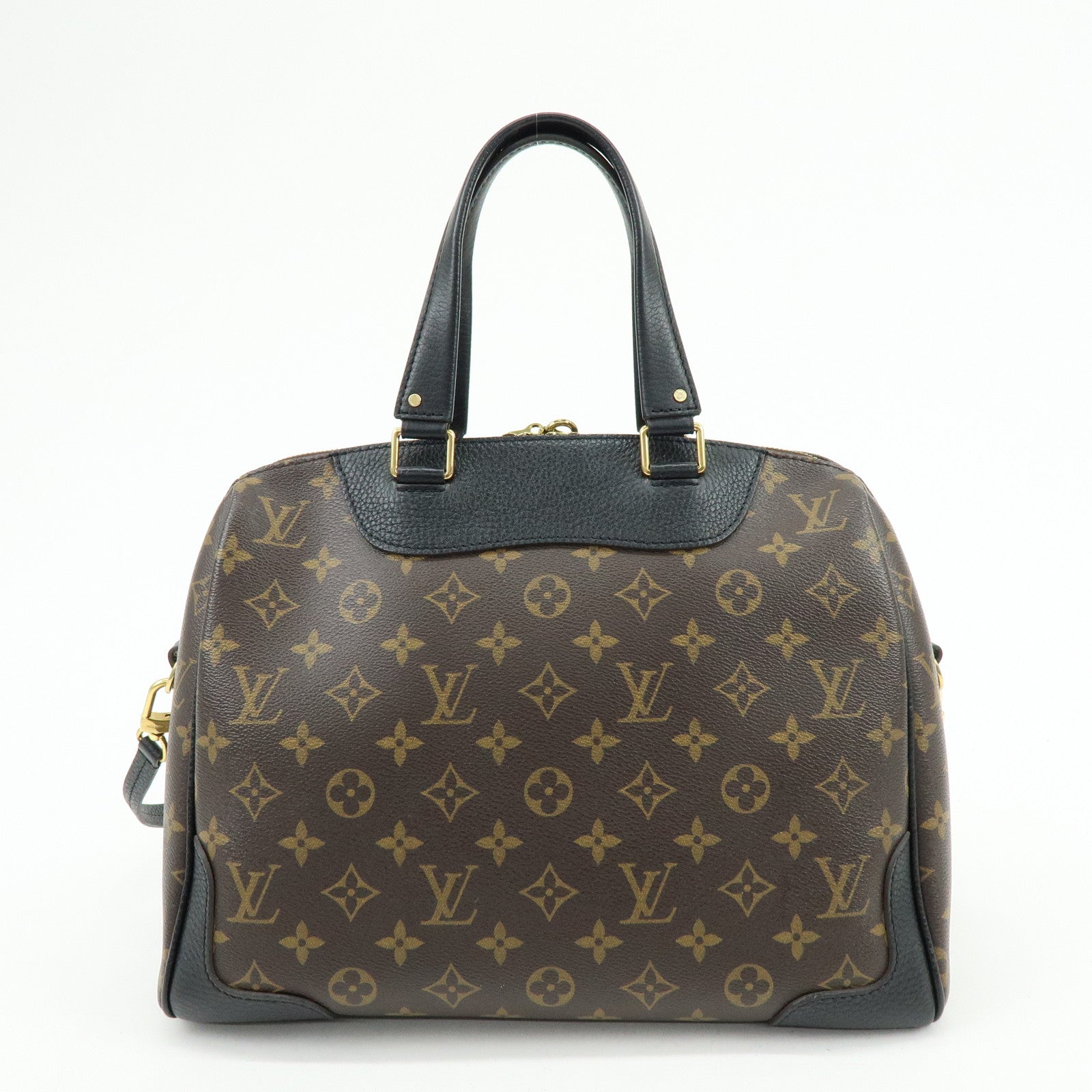 Louis Vuitton Monogram Canvas Leather Retiro Hand Bag Brown M50058