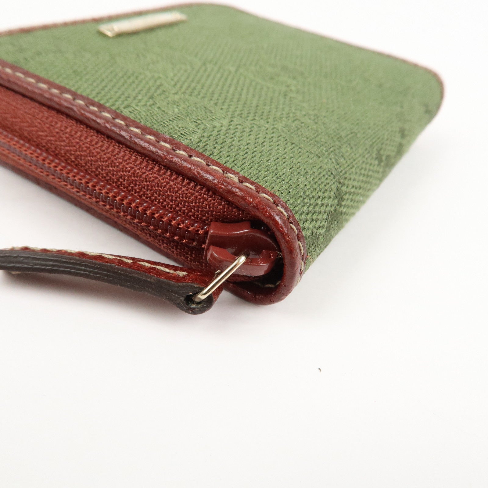 GUCCI GG Canvas Leather Coin Case Coin Purse Green 115255