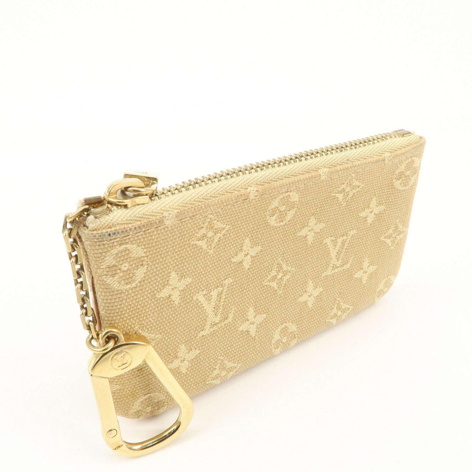 Louis Vuitton Monogram Mini Lin Pochette Cles Coin Case Beige M92438 Used