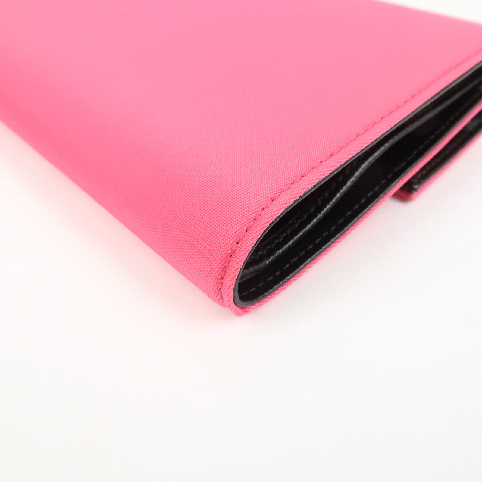 PRADA Triangle Logo Tessuto Nylon Mini Compact Wallet Neon Pink