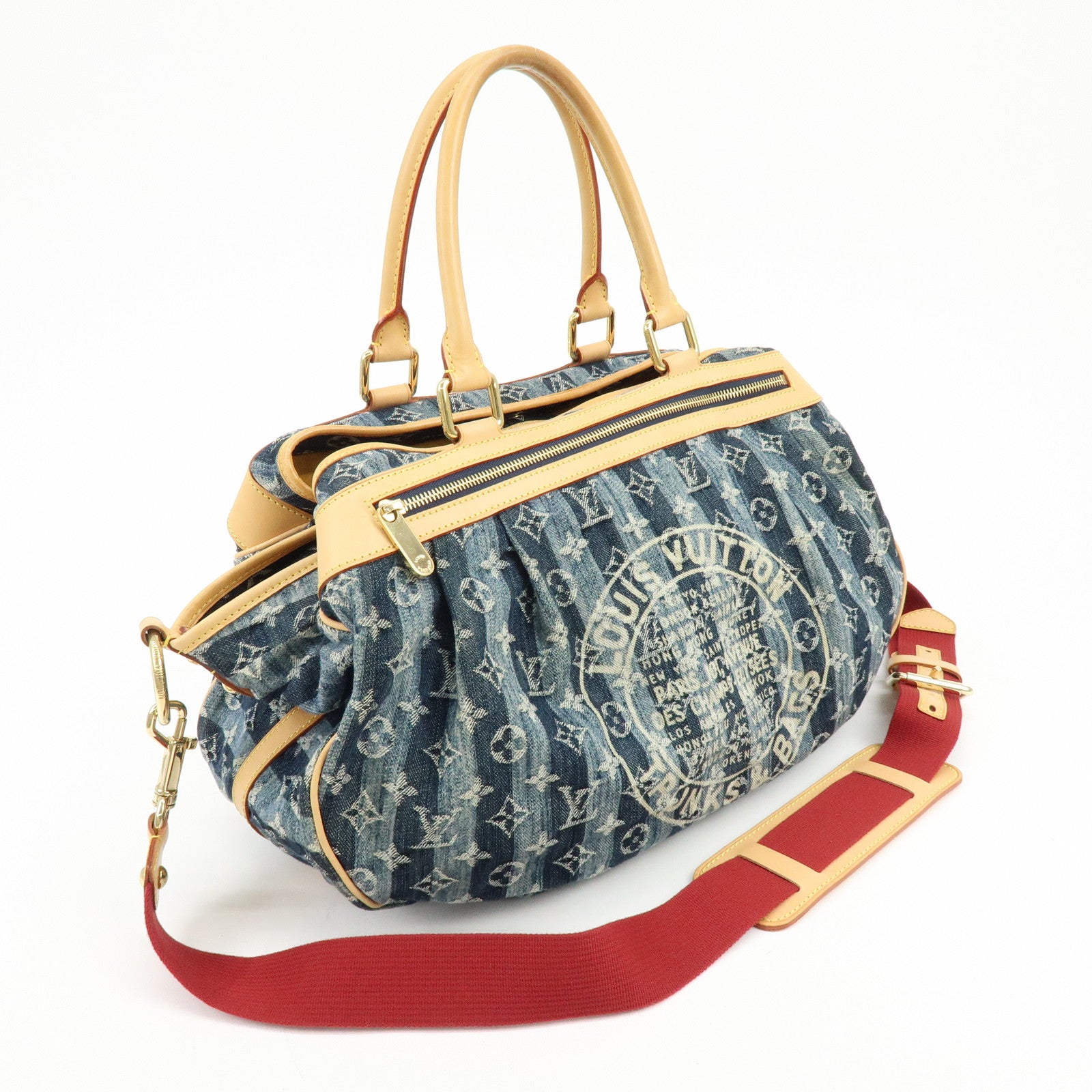 Louis Vuitton Monogram Denim Cabas Raye GM 2Way Hand Bag M95336