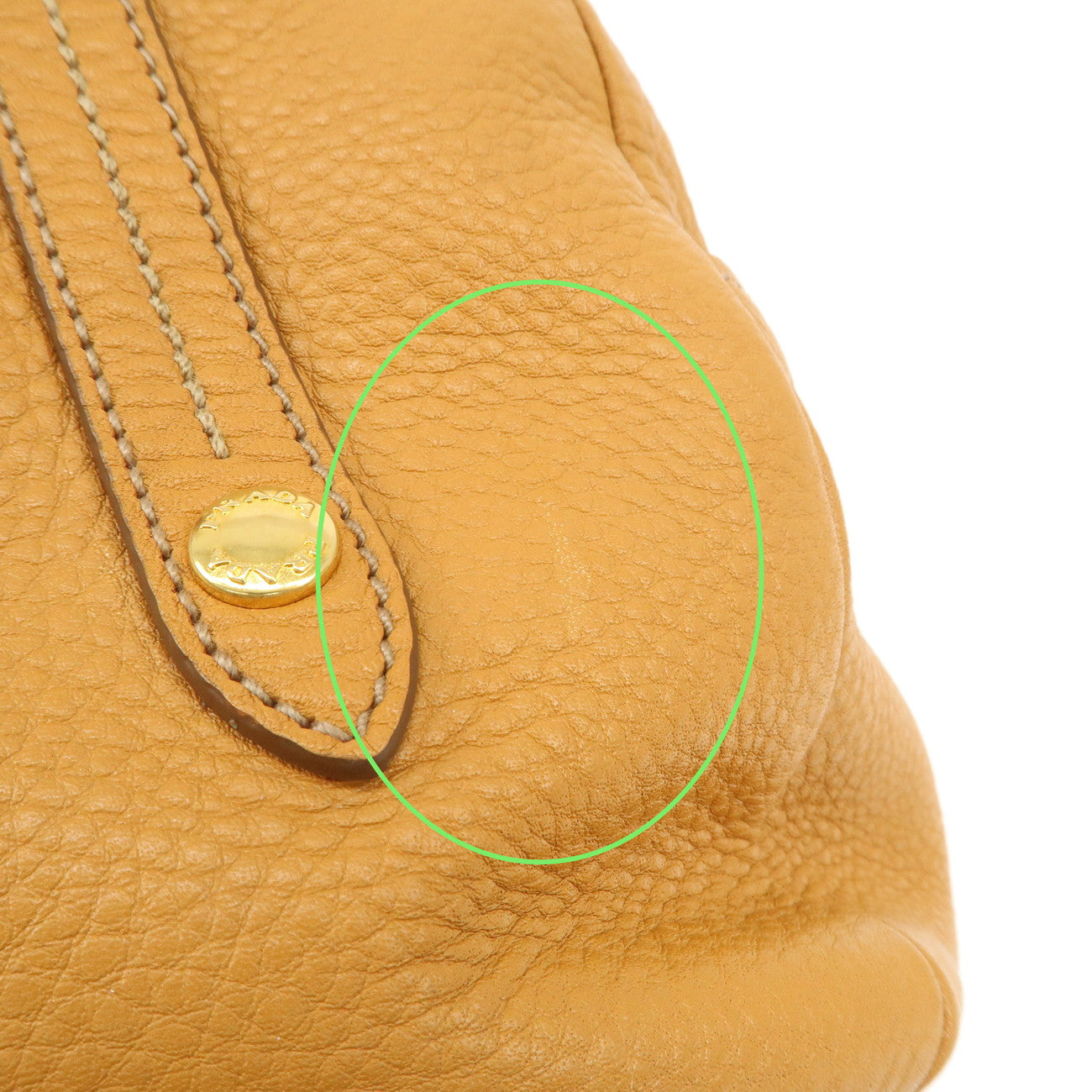 PRADA Logo Leather Chain Shoulder Bag Boston Bag Hand Bag Camel BL0692 Used