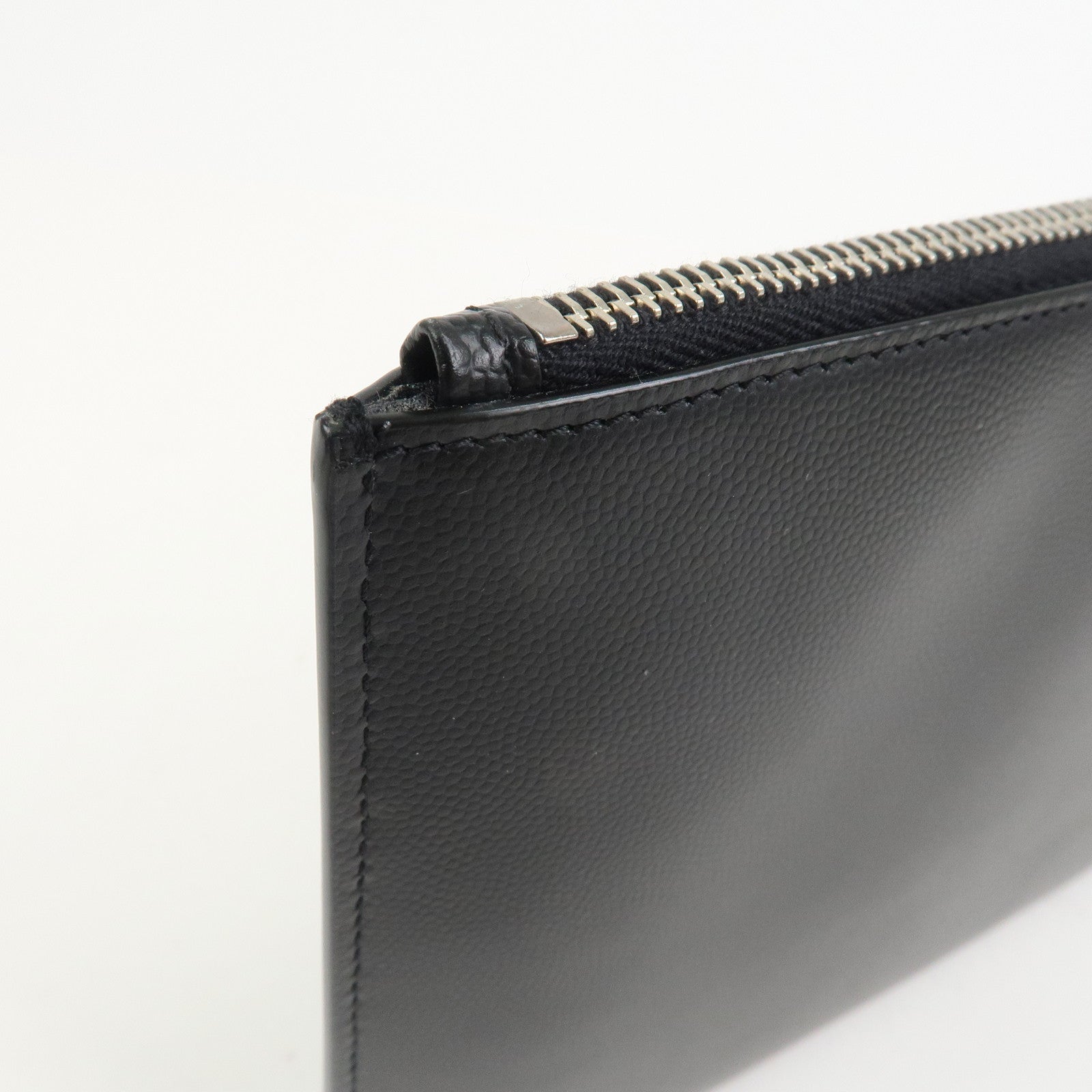 SAINT LAURENT PARIS Logo Leather Clutch Bag Black