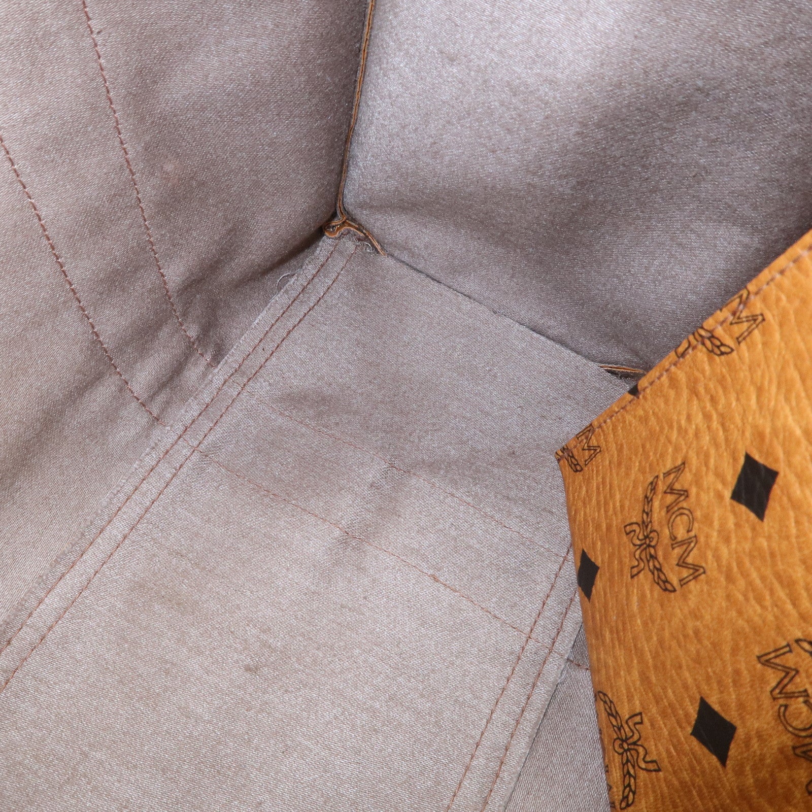 MCM Visetos Leather Shoulder Bag Tote Bag Brown