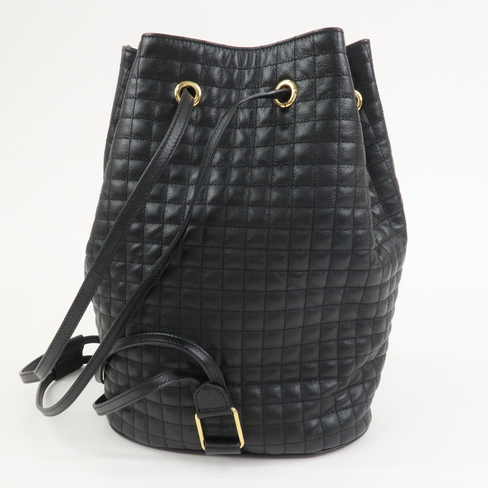 CELINE Quilted Leather Backpack Rucksack Shoulder Bag Black