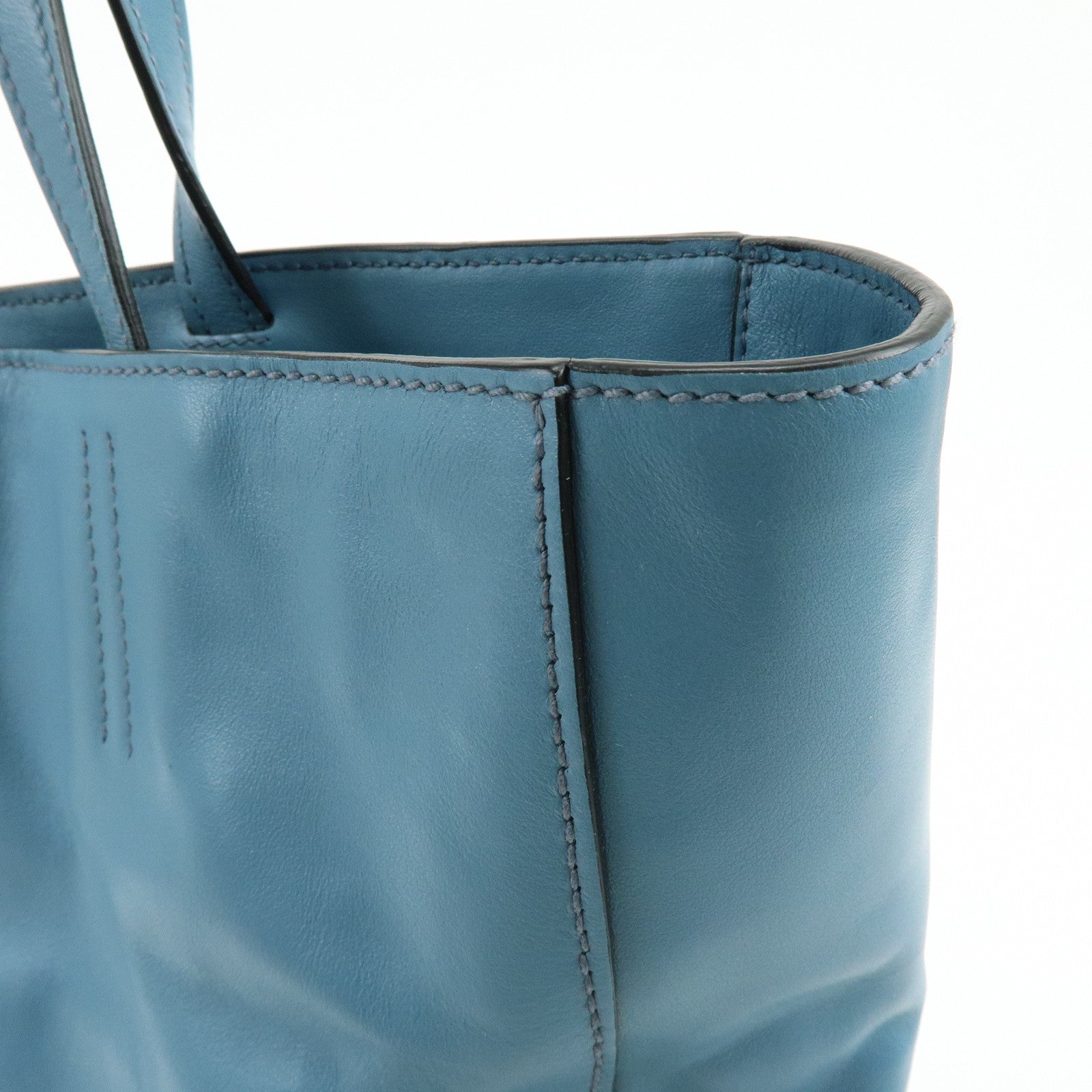 MIU MIU Soft Calf Leather Tote Bag Shoulder Hand Bag Blue R1914S