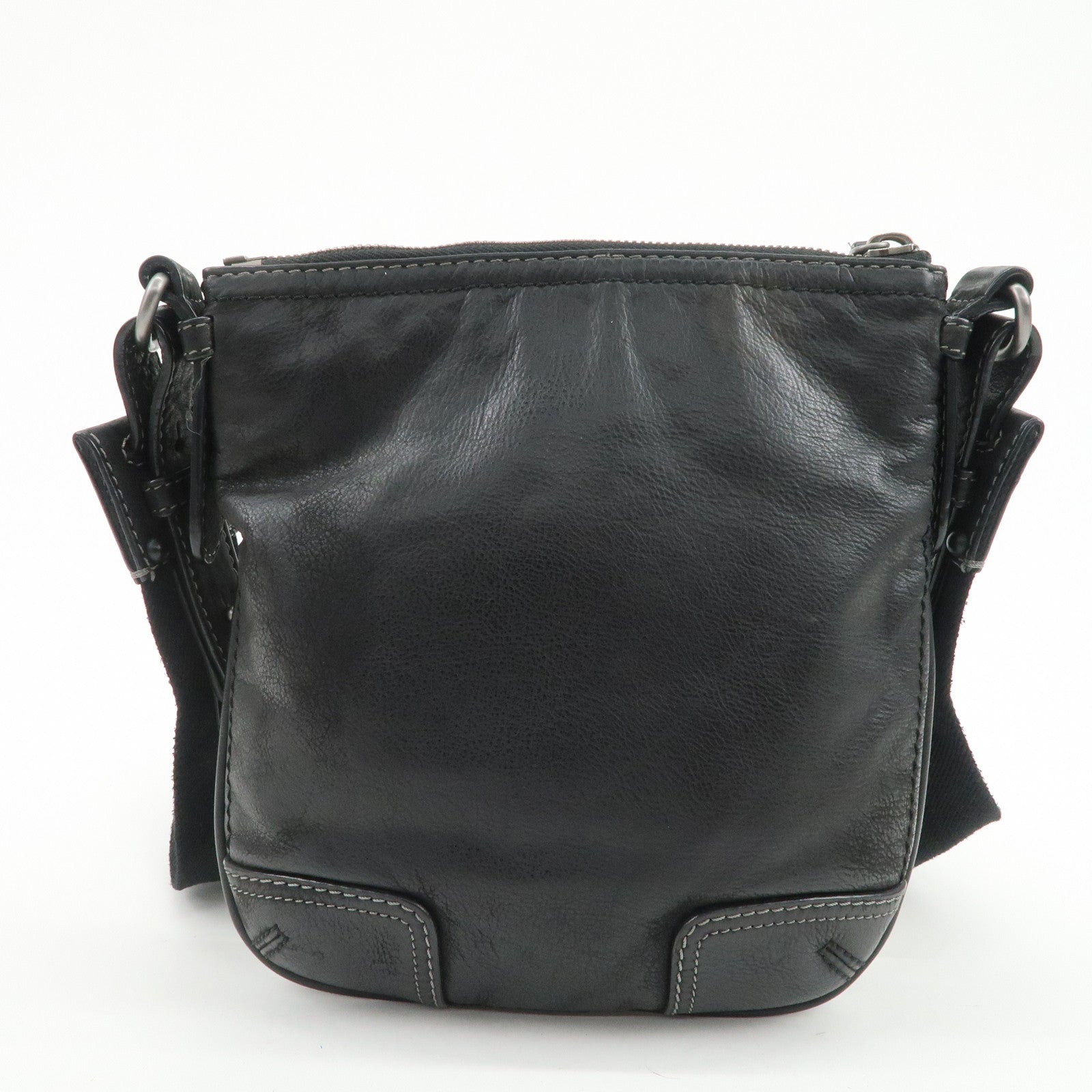 LOEWE Anagram Leather Canvas Shoulder Bag Crossbody Black