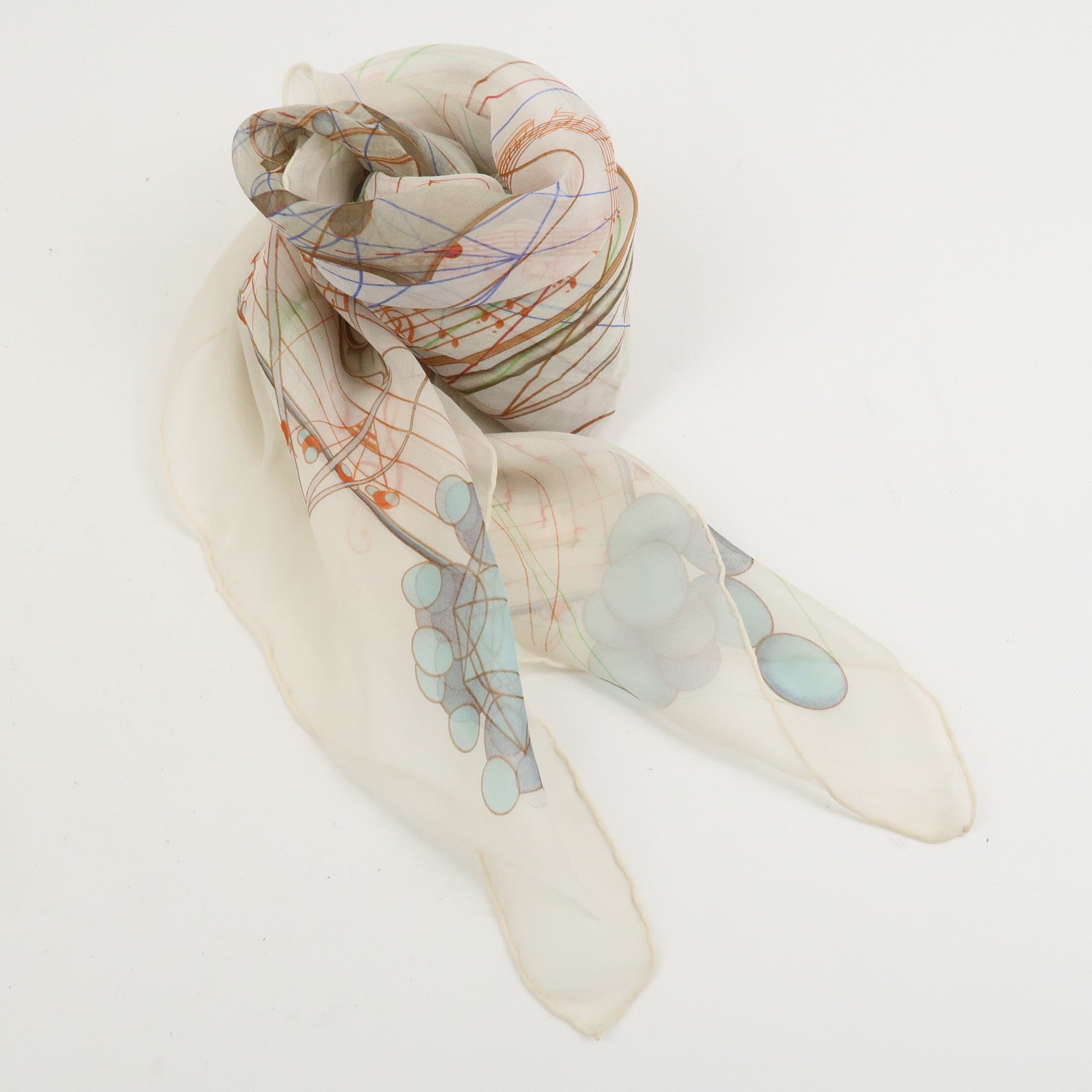 HERMES Carre 90 Silk 100% La Musique des Spheres Scarf Ivory