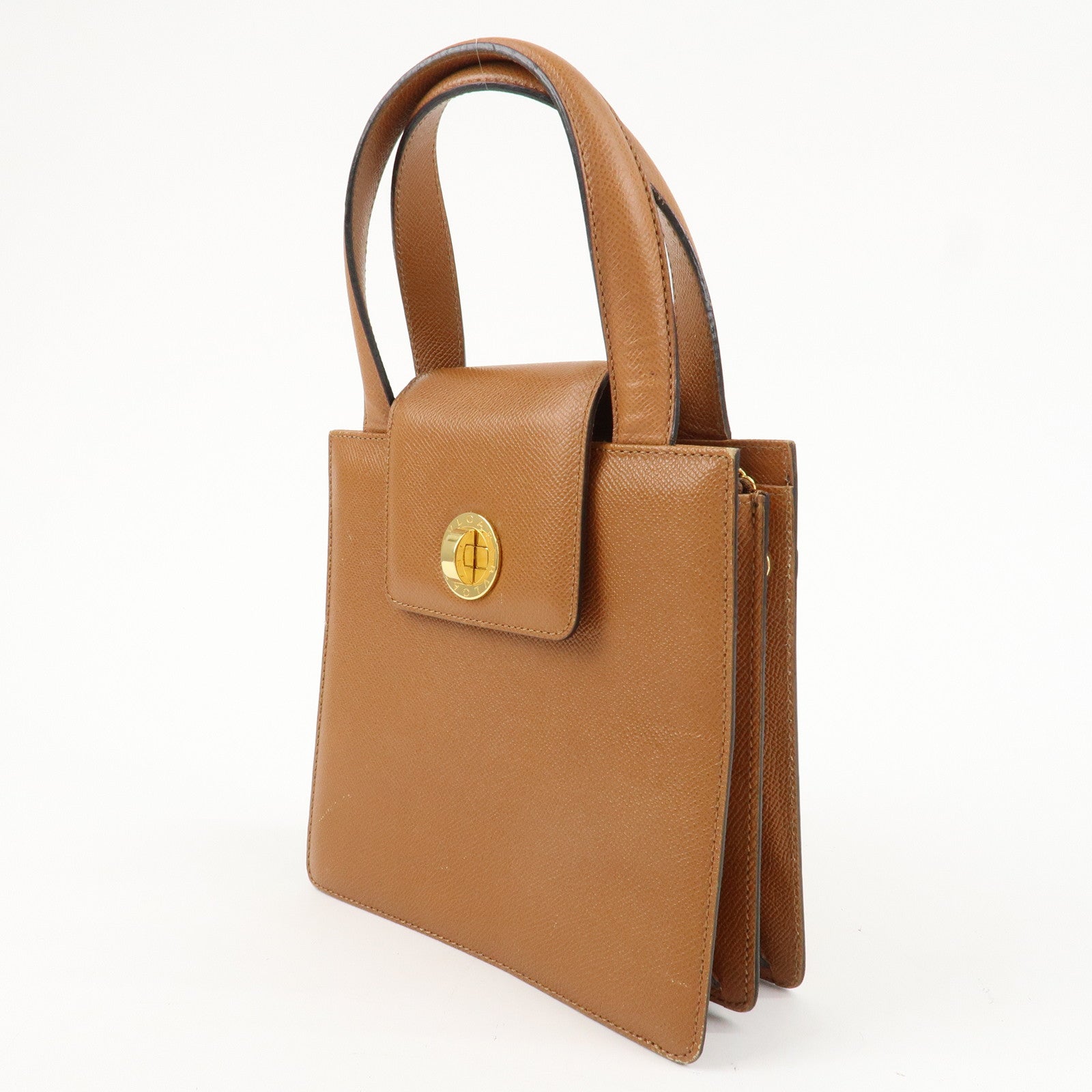 BVLGARI Bvlgari Bvlgari  Leather 2Way Bag Hand Bag Brown Gold Hardware Used