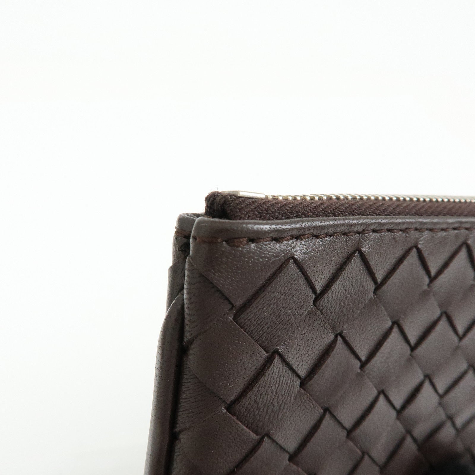 BOTTEGA VENETA Intrecciato Leather Coin Key Case Brown 131232