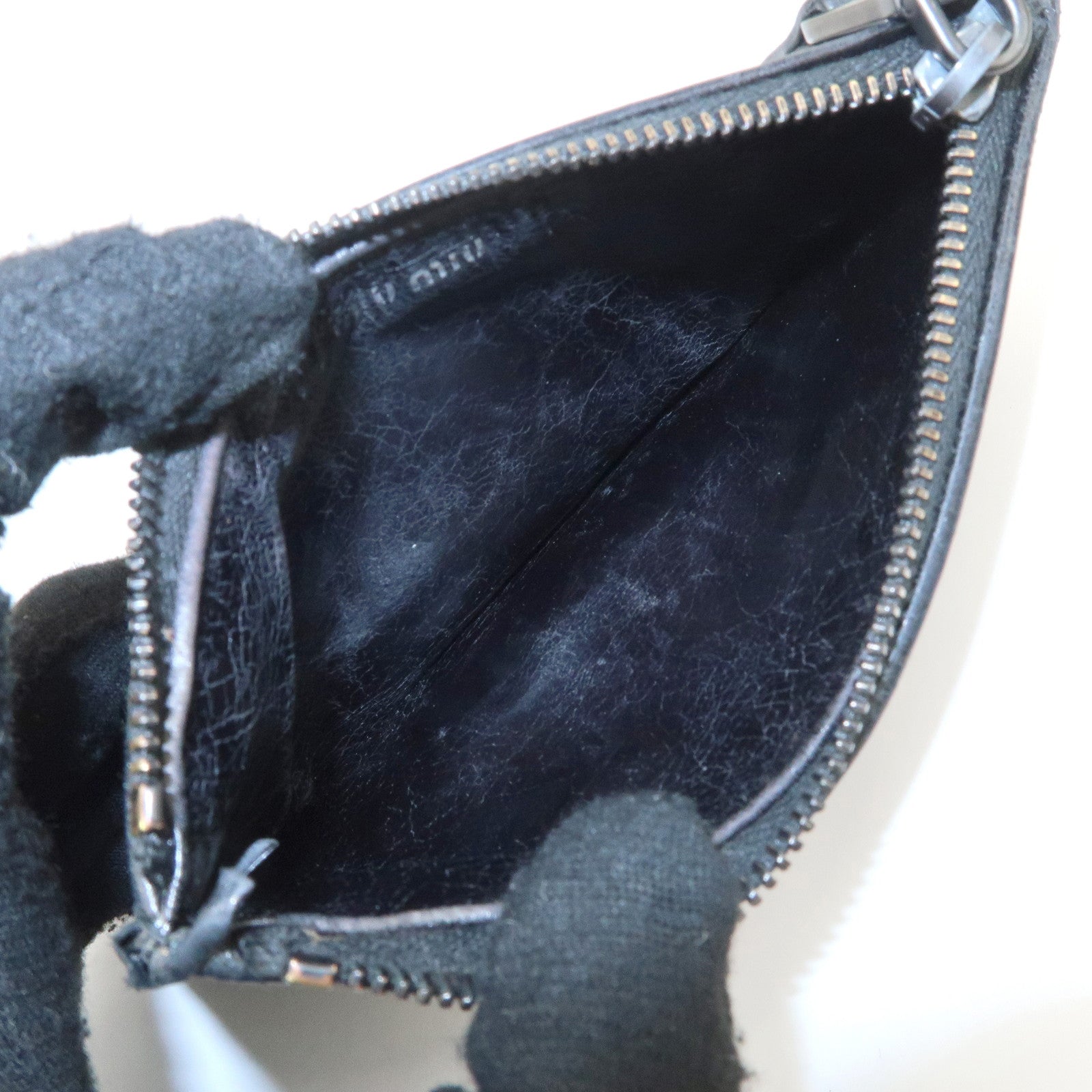 MIU MIU Matelasse Leather Card Case Black 5MB006 Used