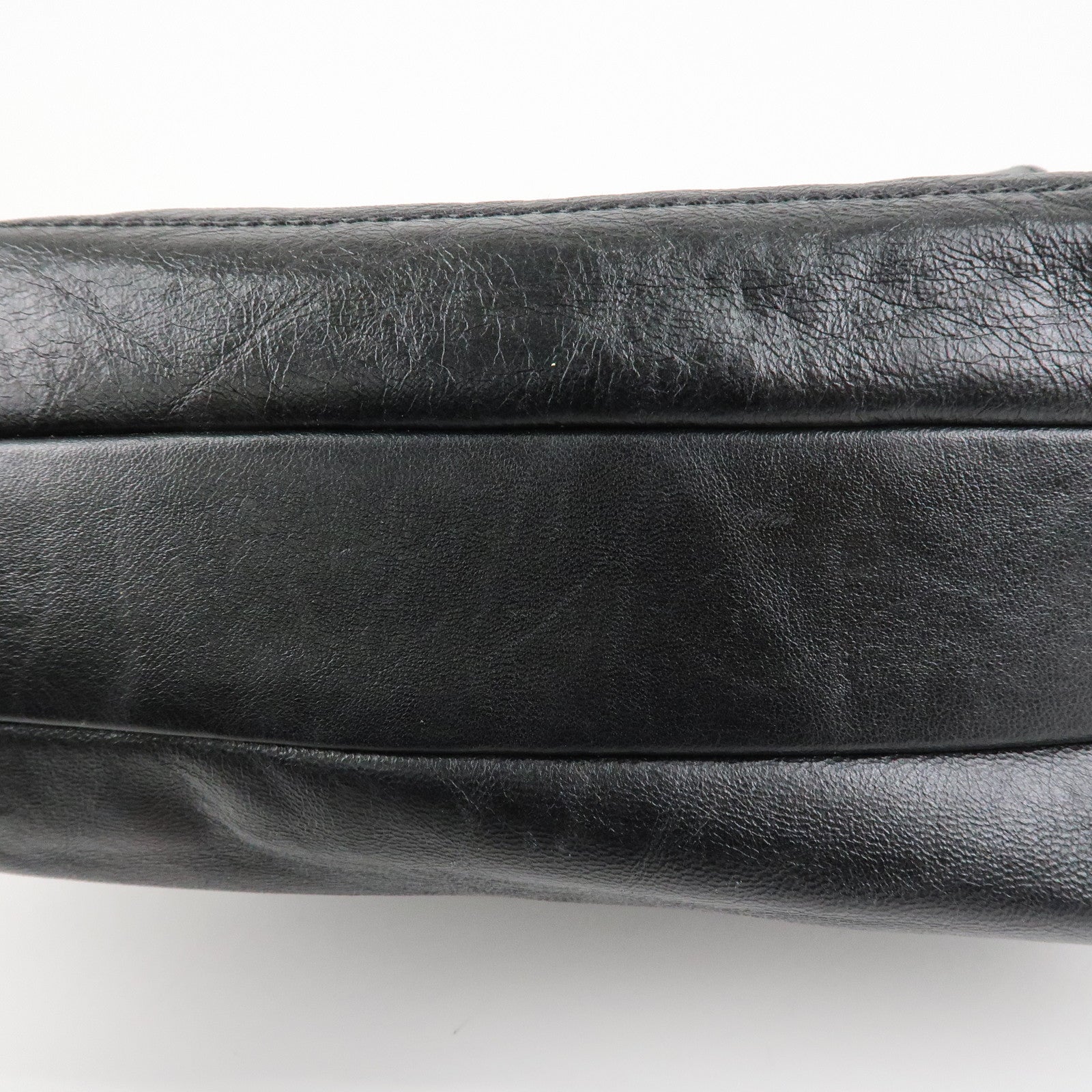 FENDI Leather Shoulder Bag Hand Bag Black 8BR522 Used