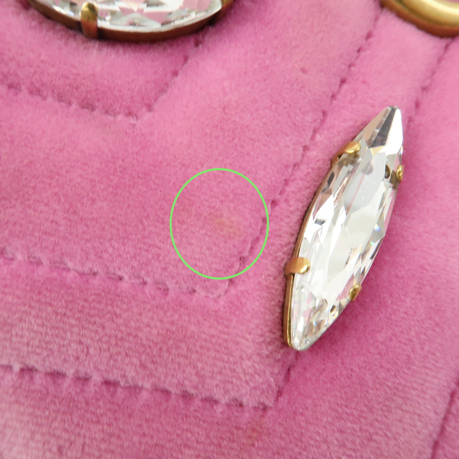 GUCCI GG Marmont Velvet Leather Rhinestone Shoulder Bag Pink 448065