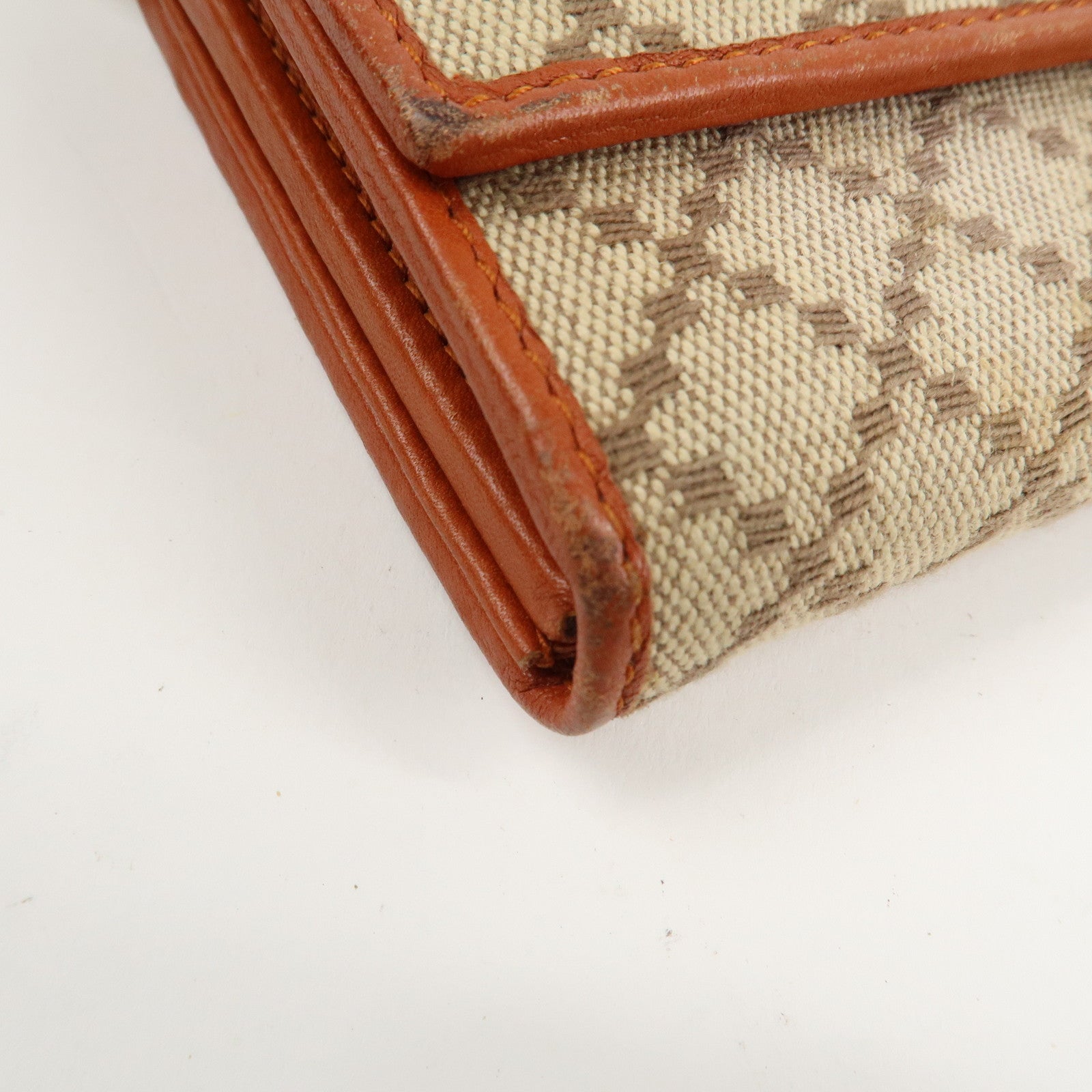 GUCCI Diamante Canvas Chain Strap Long Wallet Hand Bag Beige 269541 Used