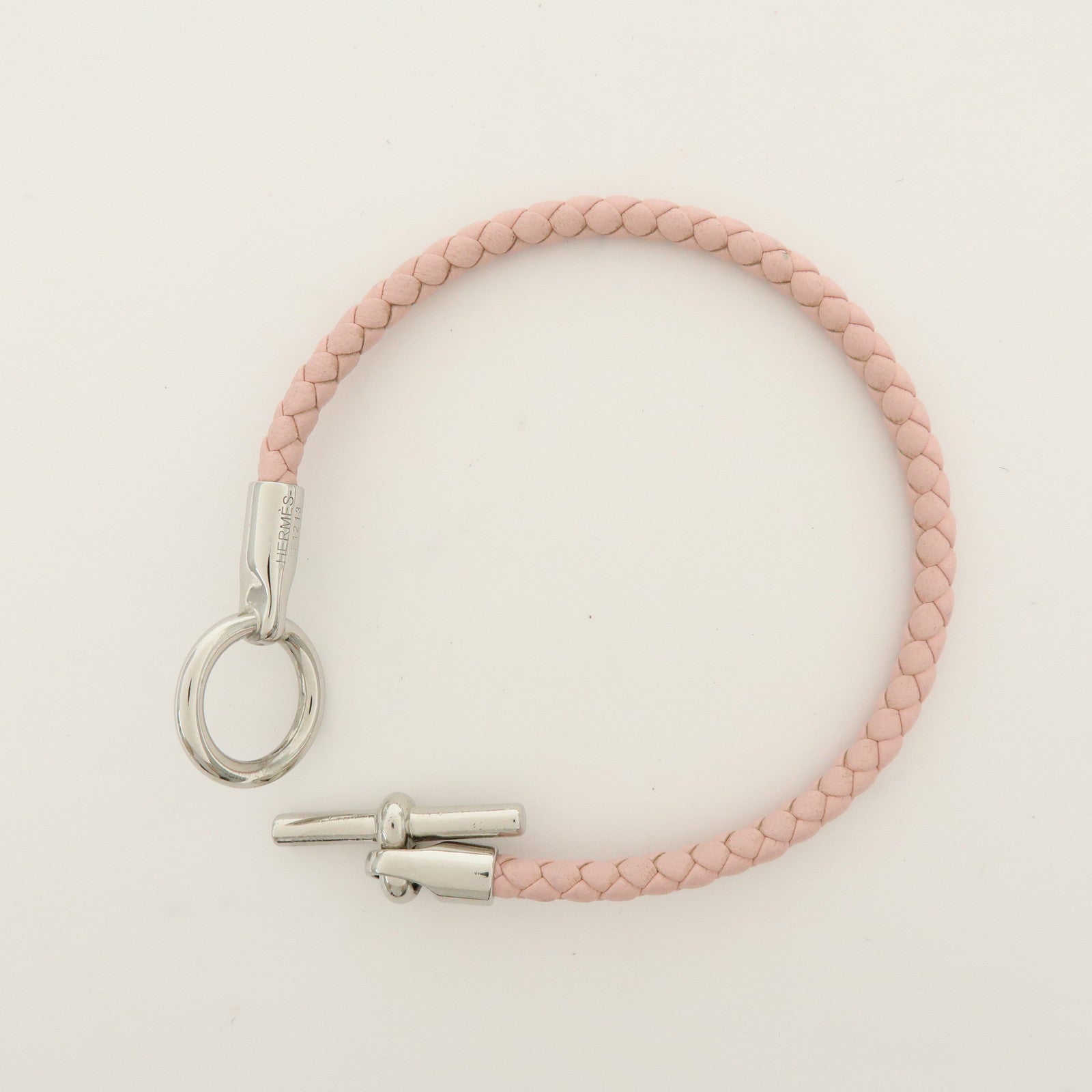 HERMES Glenan H Tresse en Veau Swift Leather Bracelet Light Pink