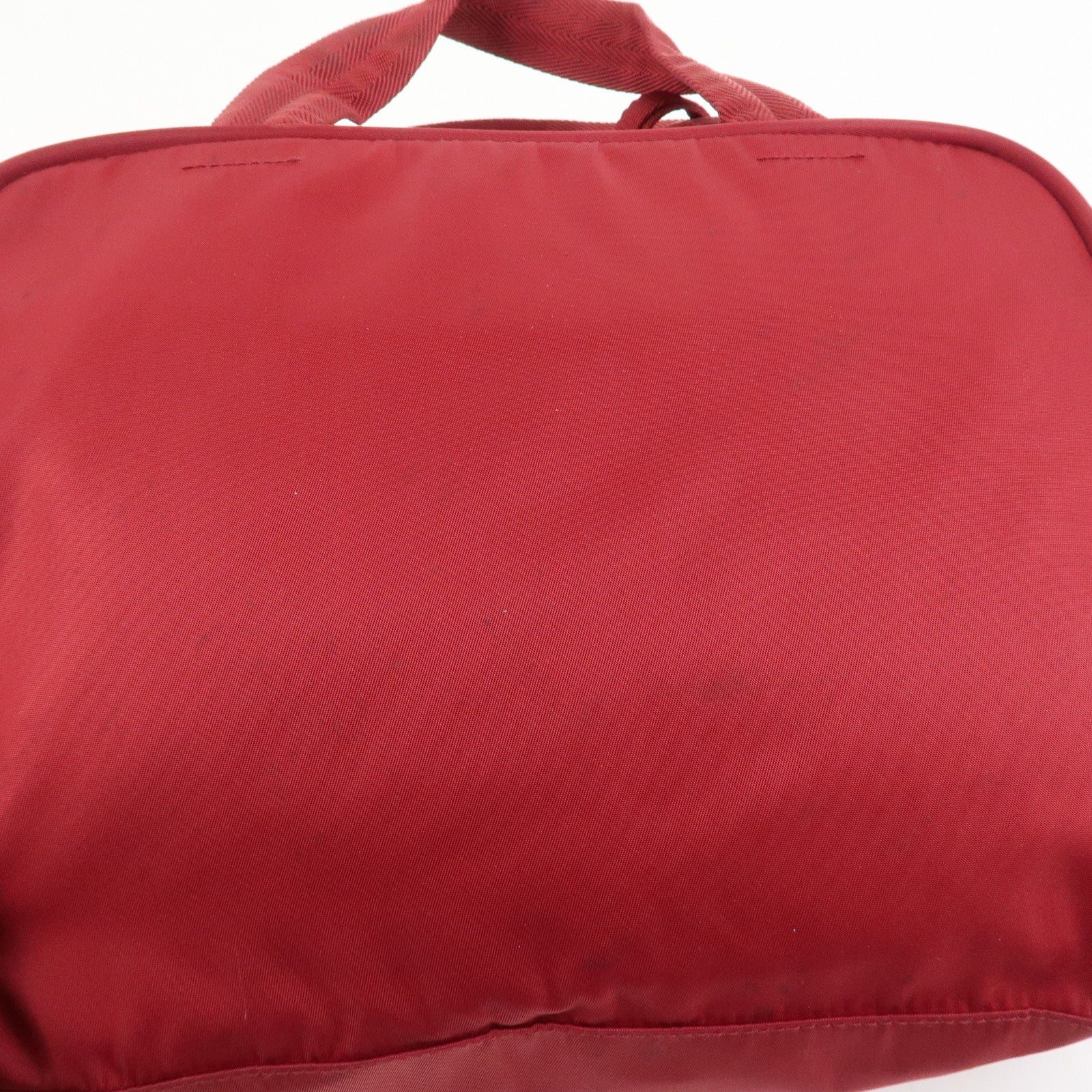 PRADA Triangle Logo Nylon Leather Hand Bag Wine Red B8495