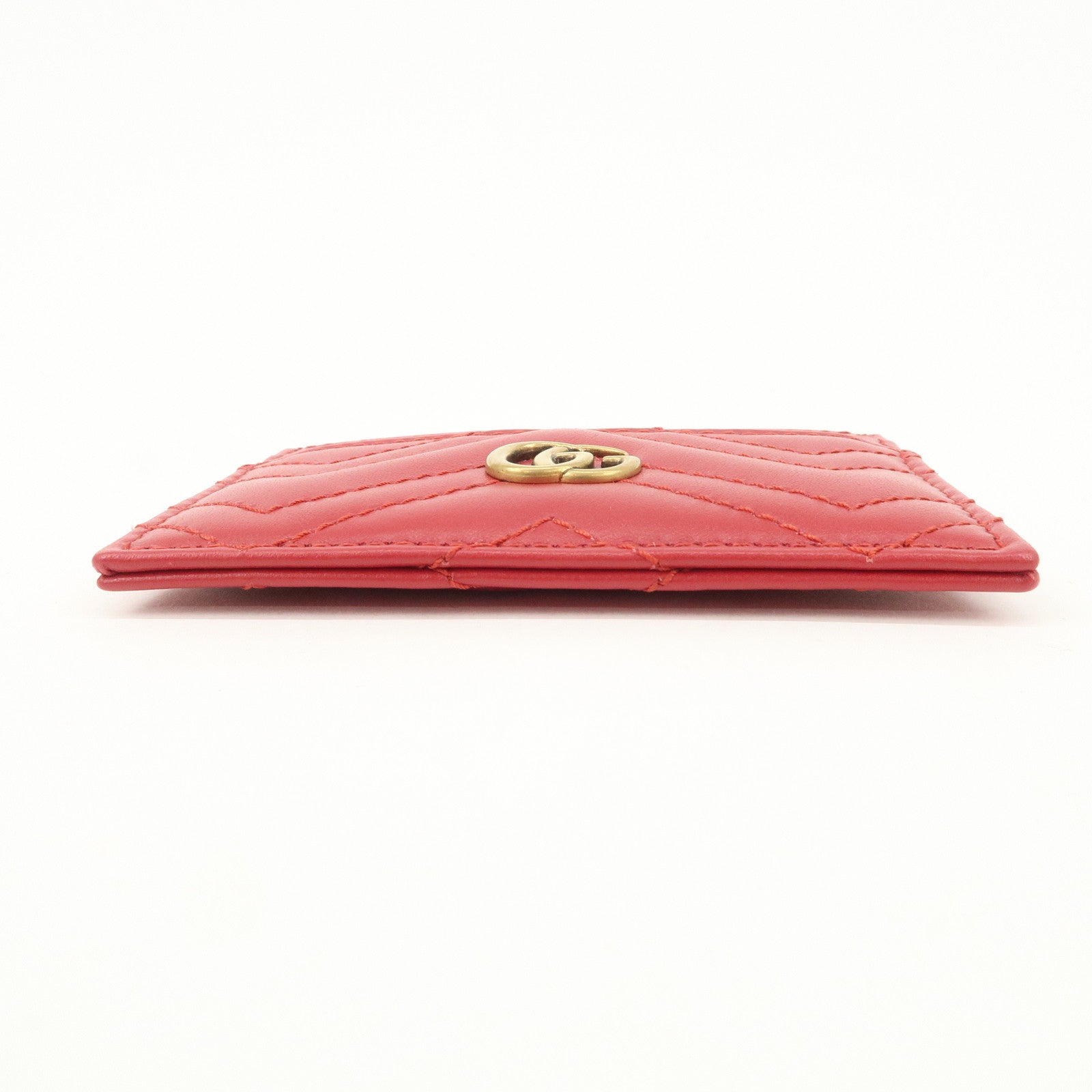 GUCCI GG Marmont Leather Card Case Red Gold Hardware 443127