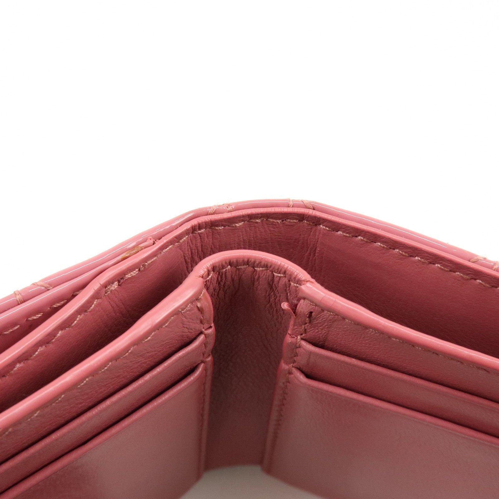 Christian Dior Canage Patent Leather Compact Wallet Pink