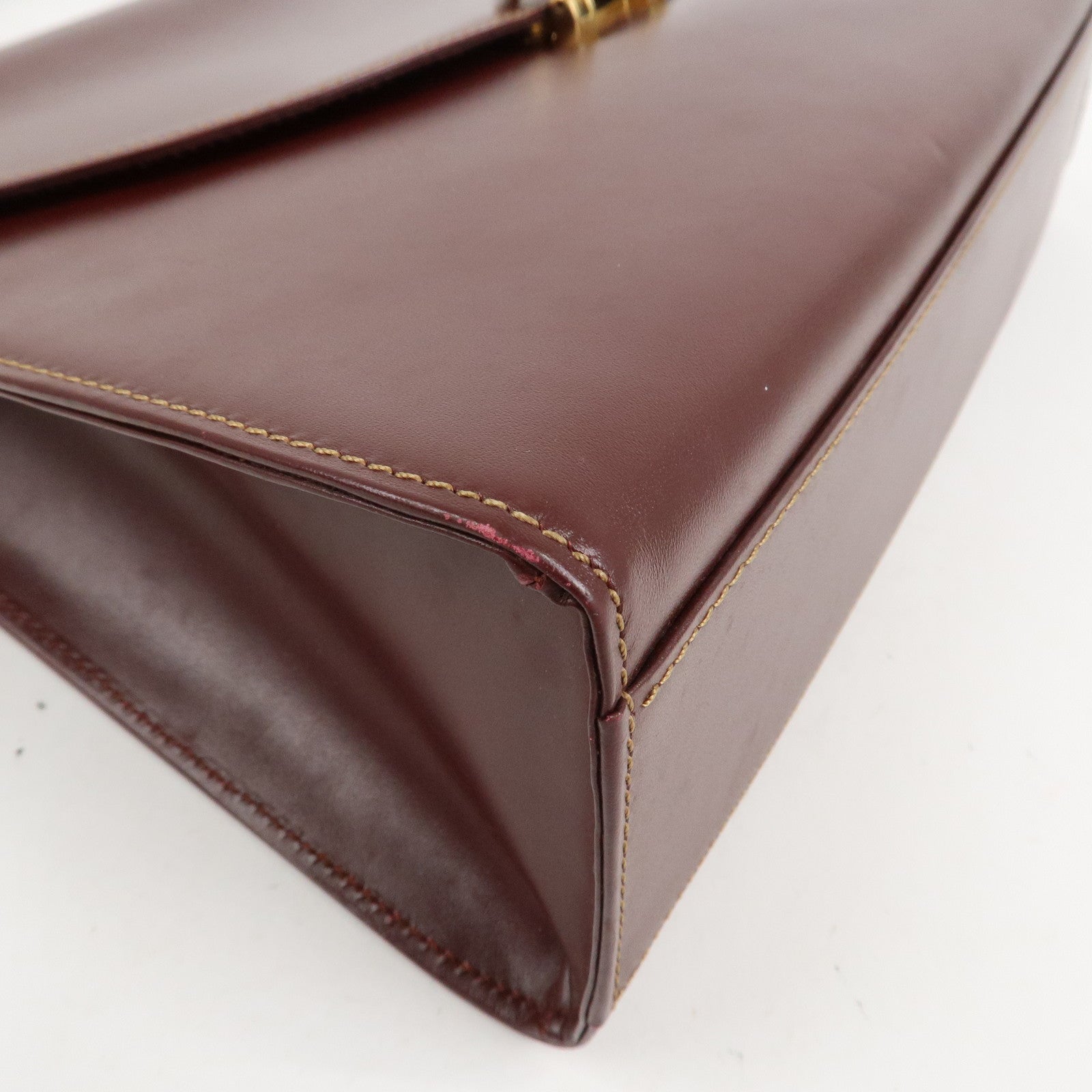 Cartier Must Line Leather Hand Bag Bordeaux Gold HDW