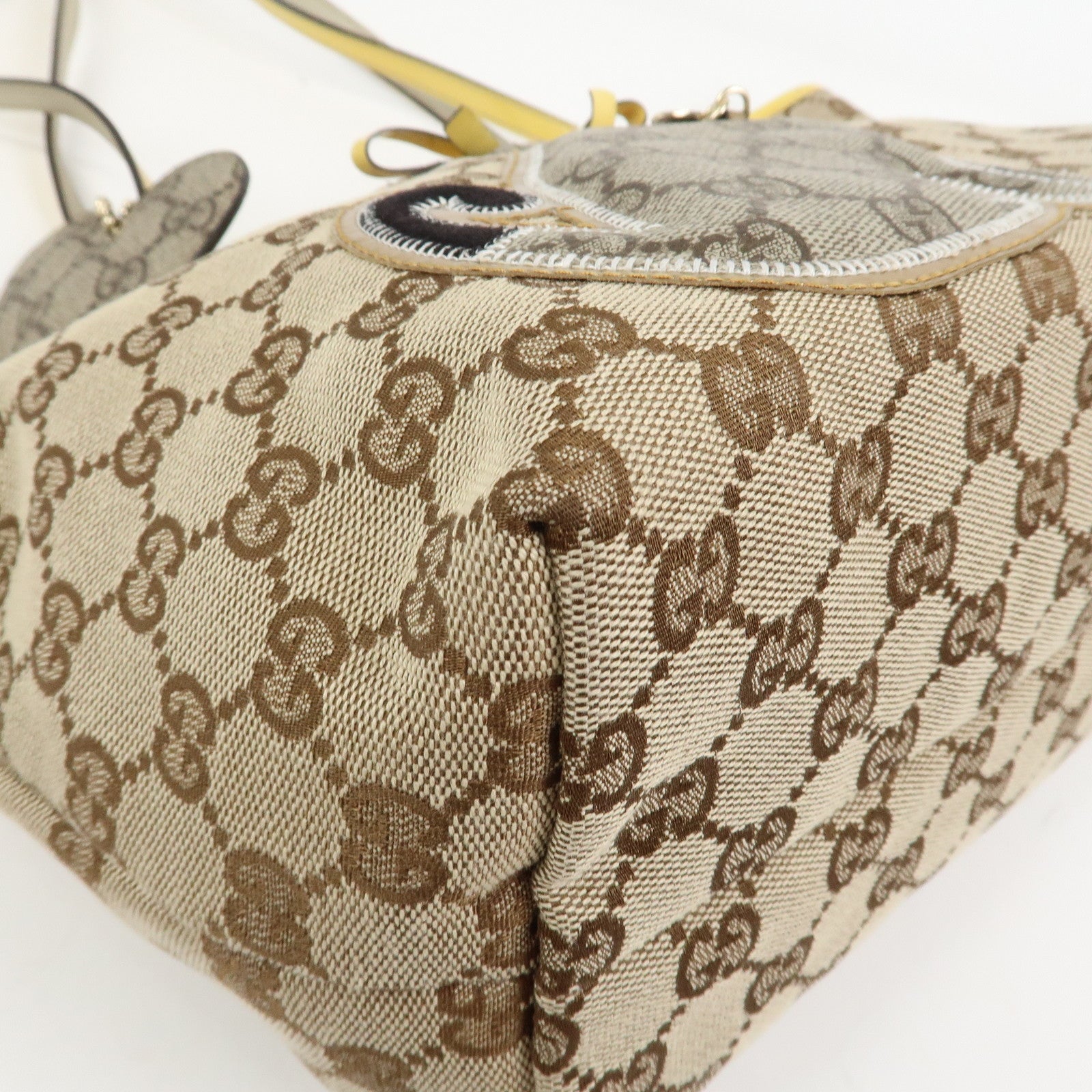 GUCCI Gucciori Pug Dog GG Canvas Patent Leather Tote Bag 212374