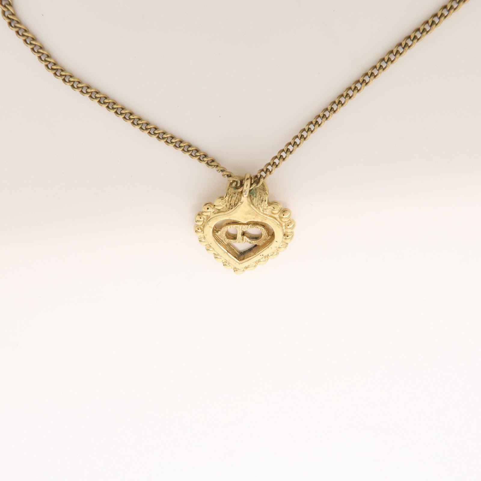 Christian Dior CD Logo Heart Metal Necklace Choker Gold
