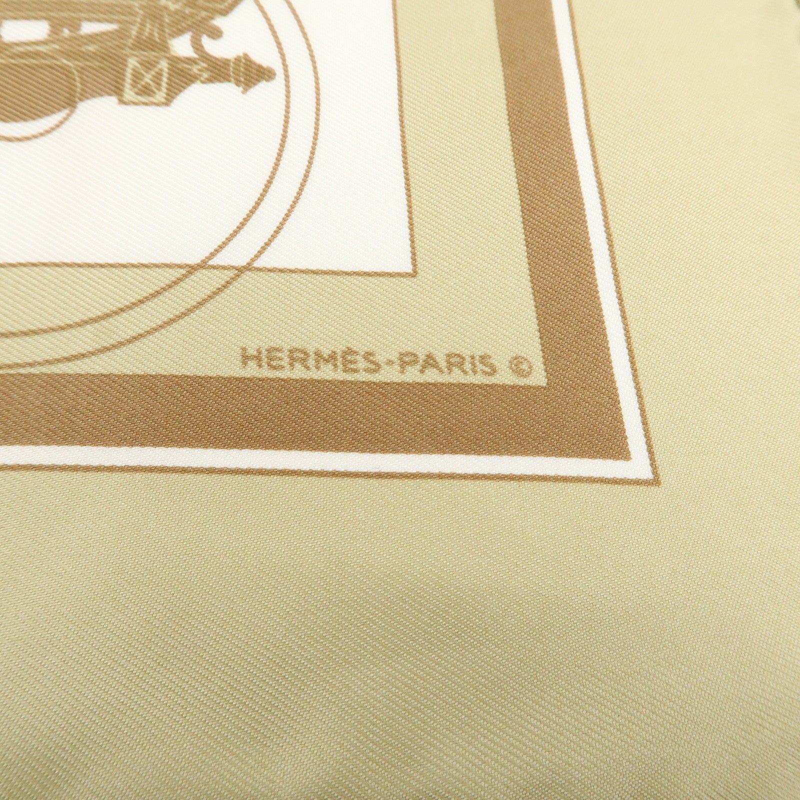 HERMES Carre 40 Silk 100% Scarf EX-LIBRIS Beige White